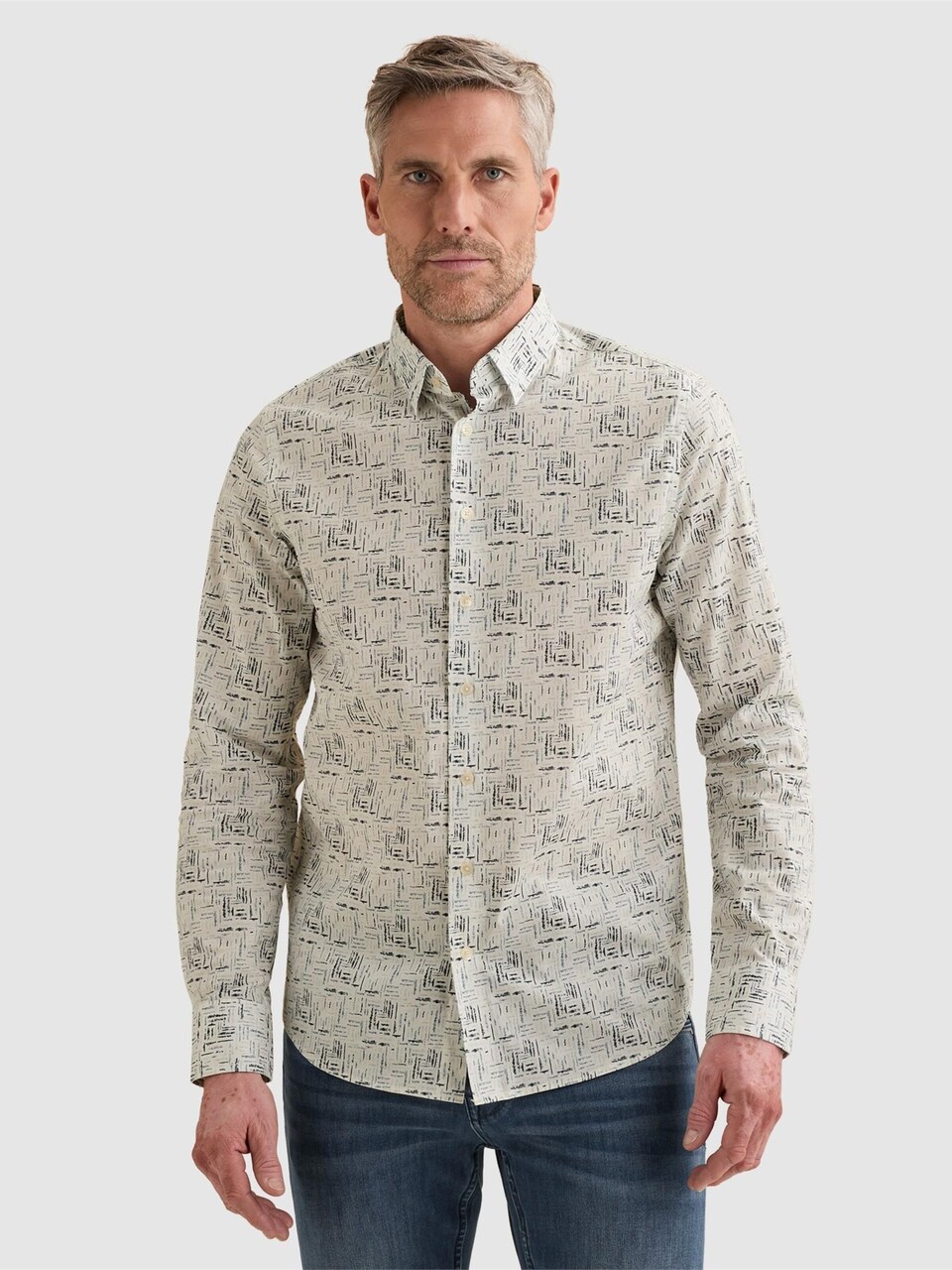 Skjorta 'Shirt in poplin with stretch and allover print'