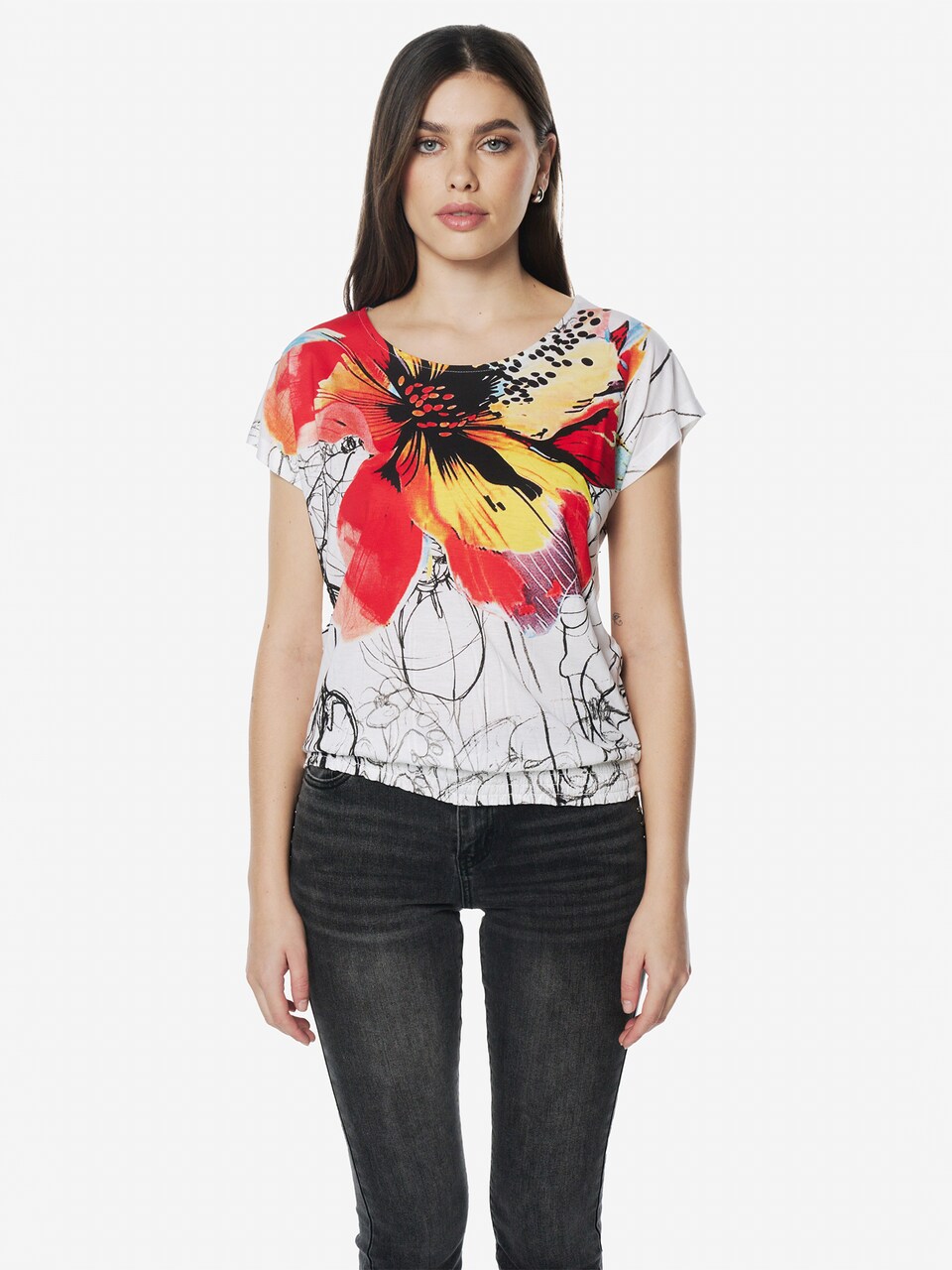 T-shirt gul / röd / svart