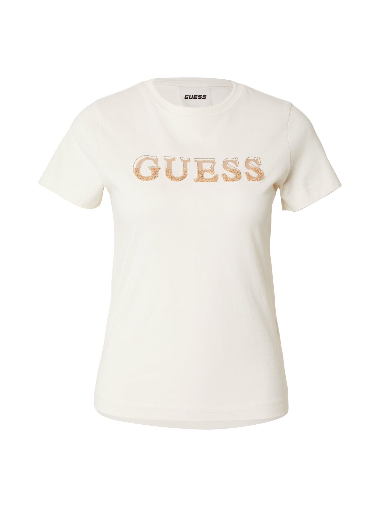 GUESS Tricou FAUSTA crem / maro cappuccino / auriu