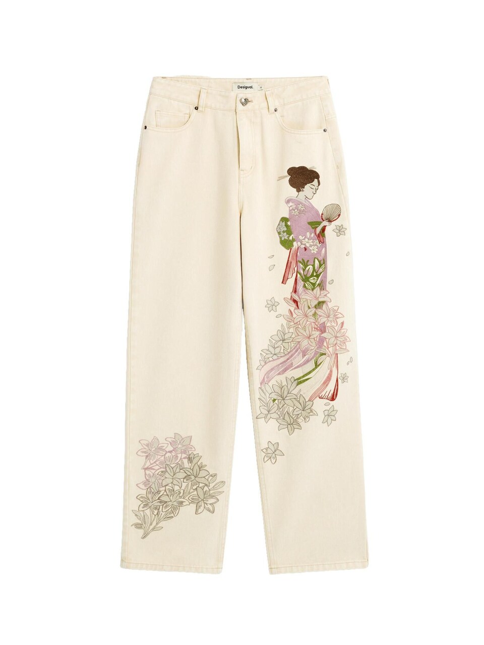 Jeans gräsgrön / rosa
