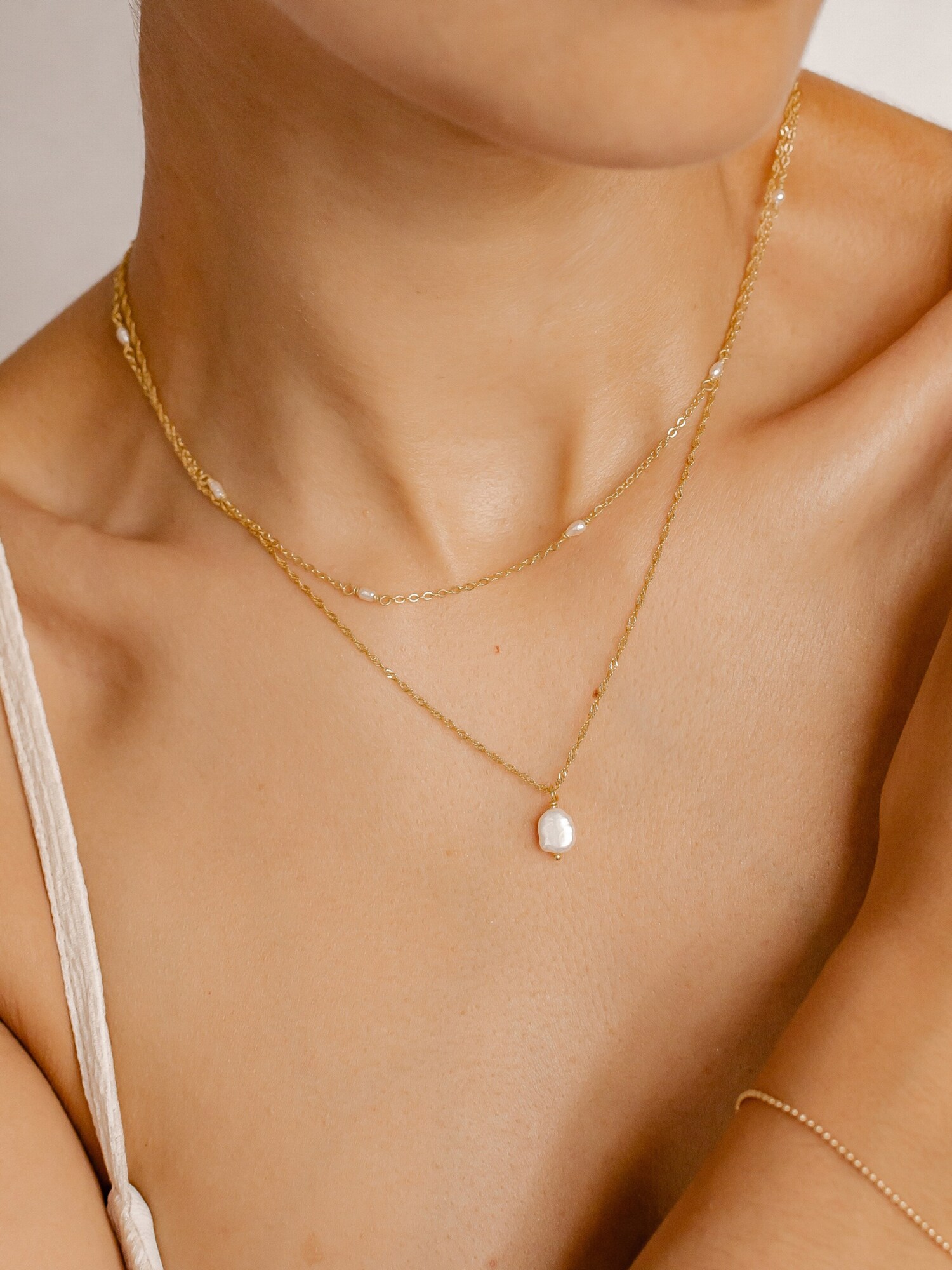 Hey Happiness Ketting 'Perlen Duo' Goud