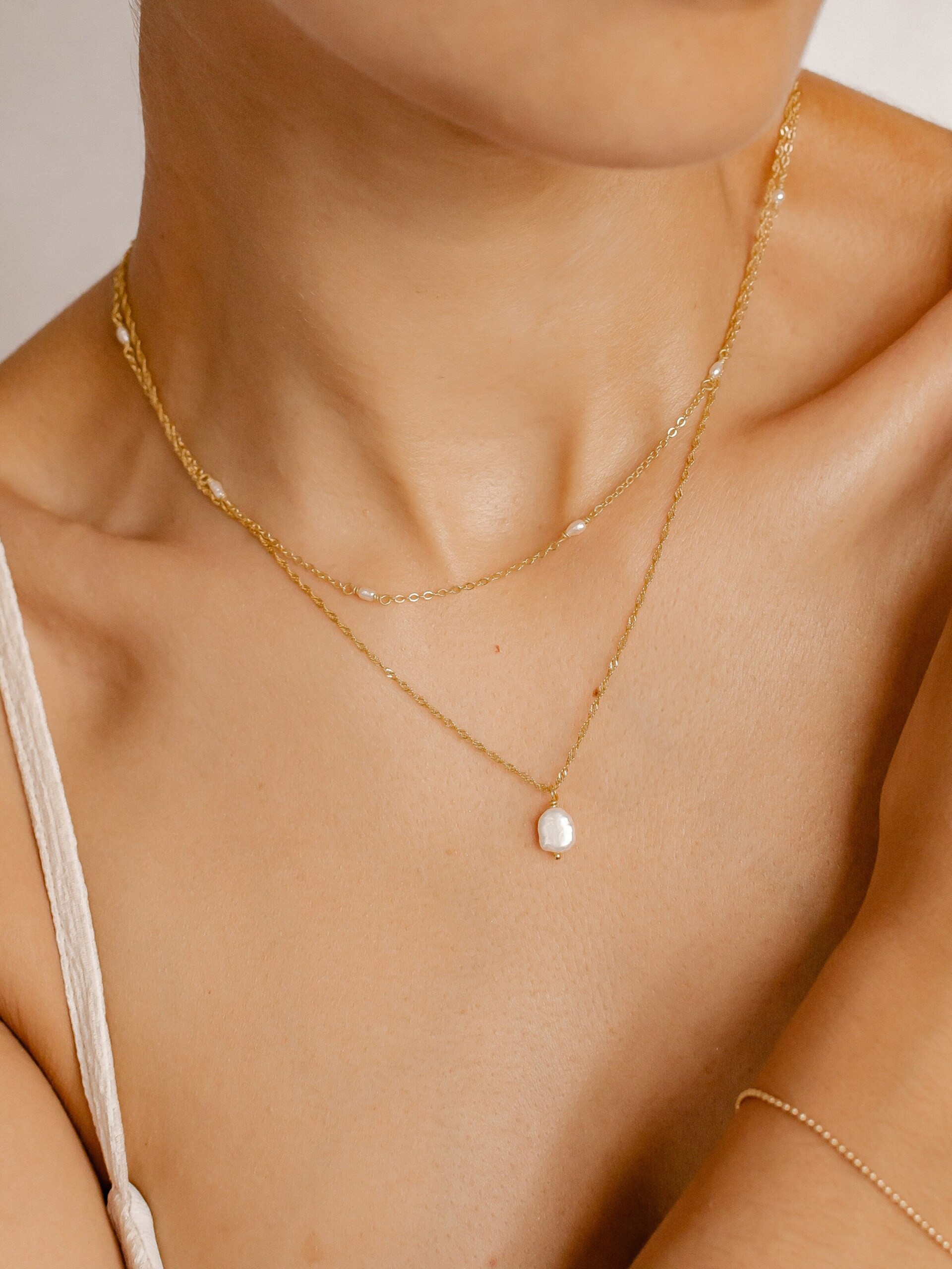 Hey Happiness Halsband 'Perlen Duo' dam