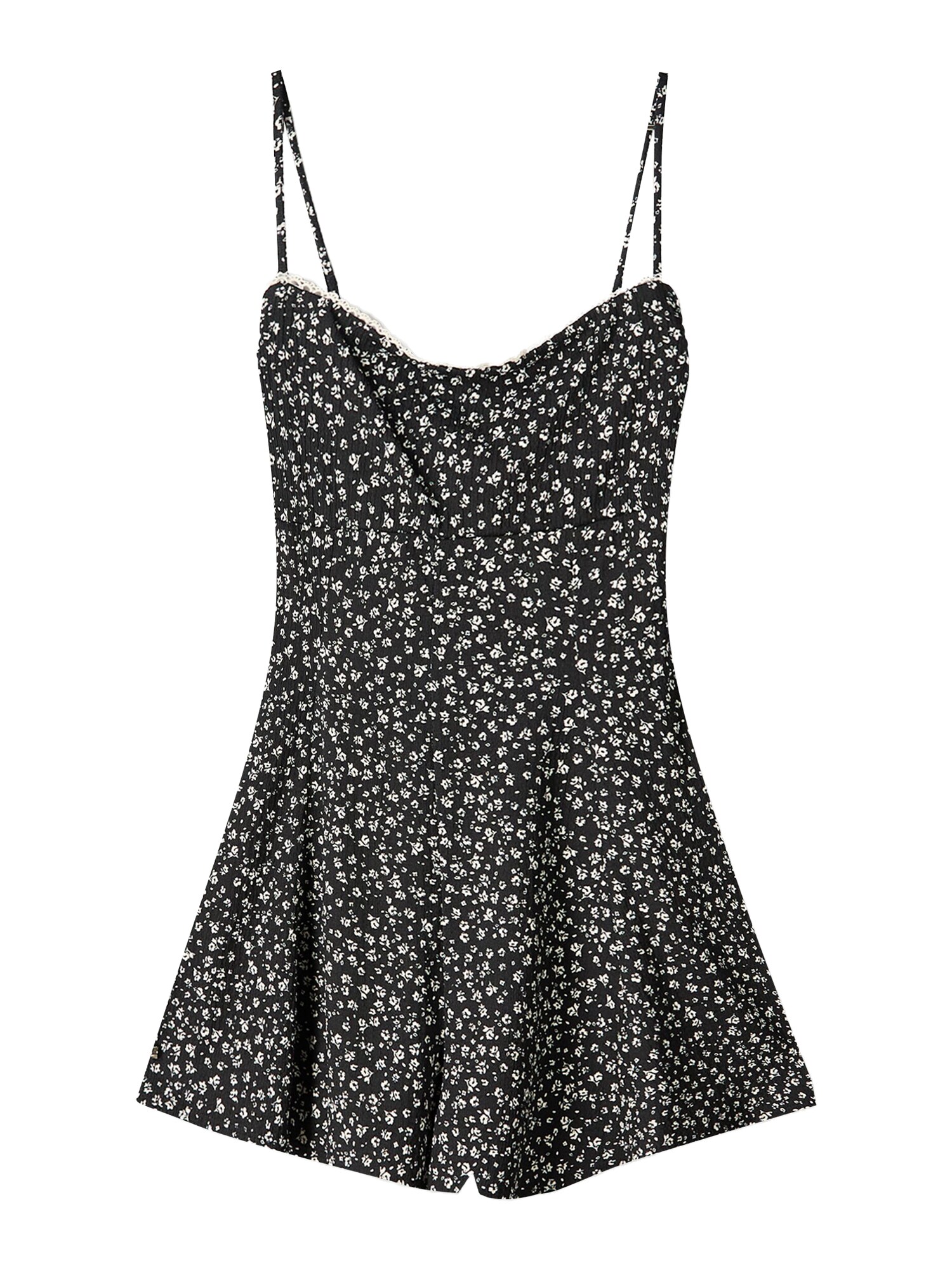 Bershka Salopeta  negru / alb