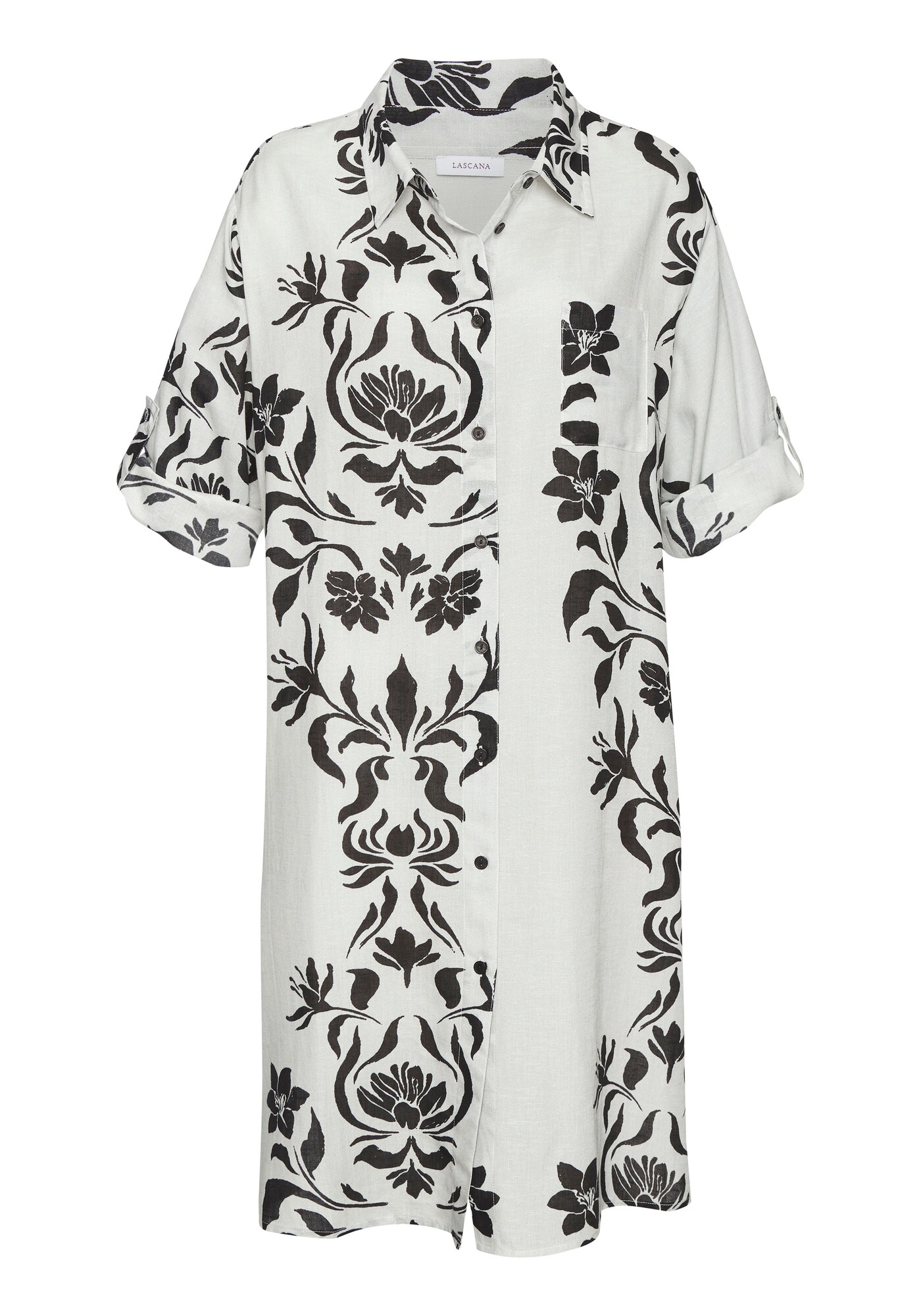 LASCANA Rochie tip bluză  negru / alb