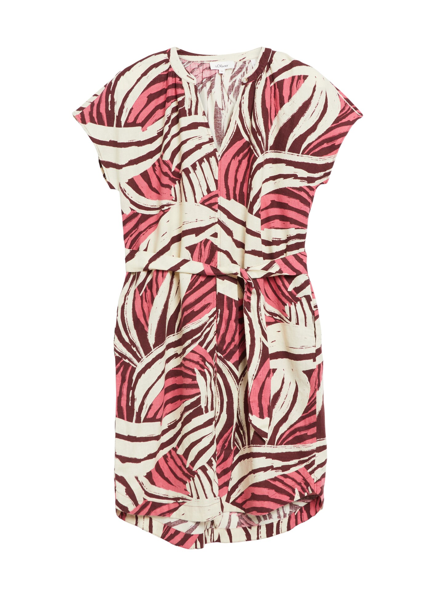 S.Oliver Jurk Lichtbeige / Chocoladebruin / Watermeloen Rood