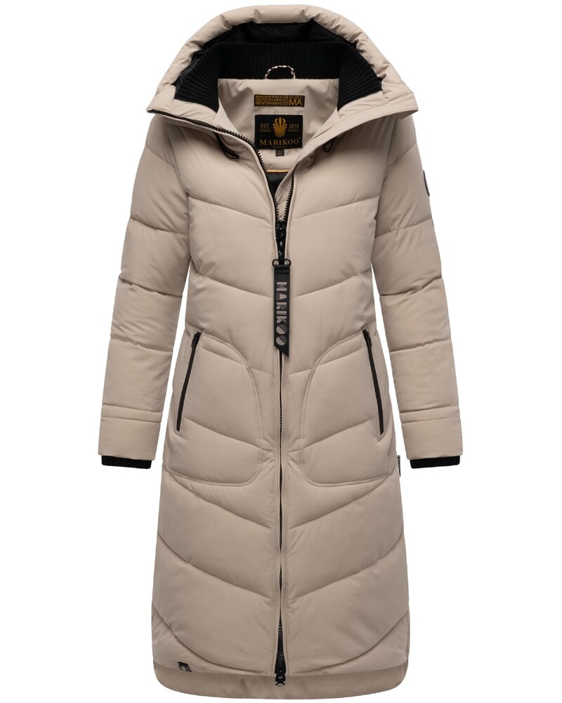 MARIKOO Mantel 'Benikoo' Damen Größe XXXL beige / schwarz Wintermantel