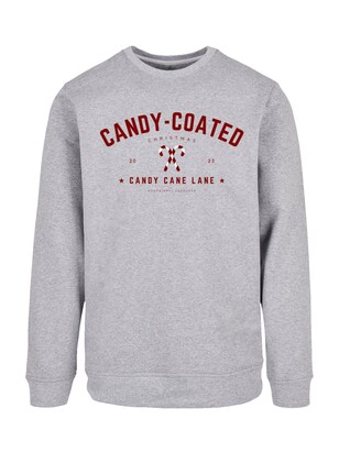 F4NT4STIC Sweatshirt ‘Candy Coated Christmas’ Grijs / Kersrood / Wit