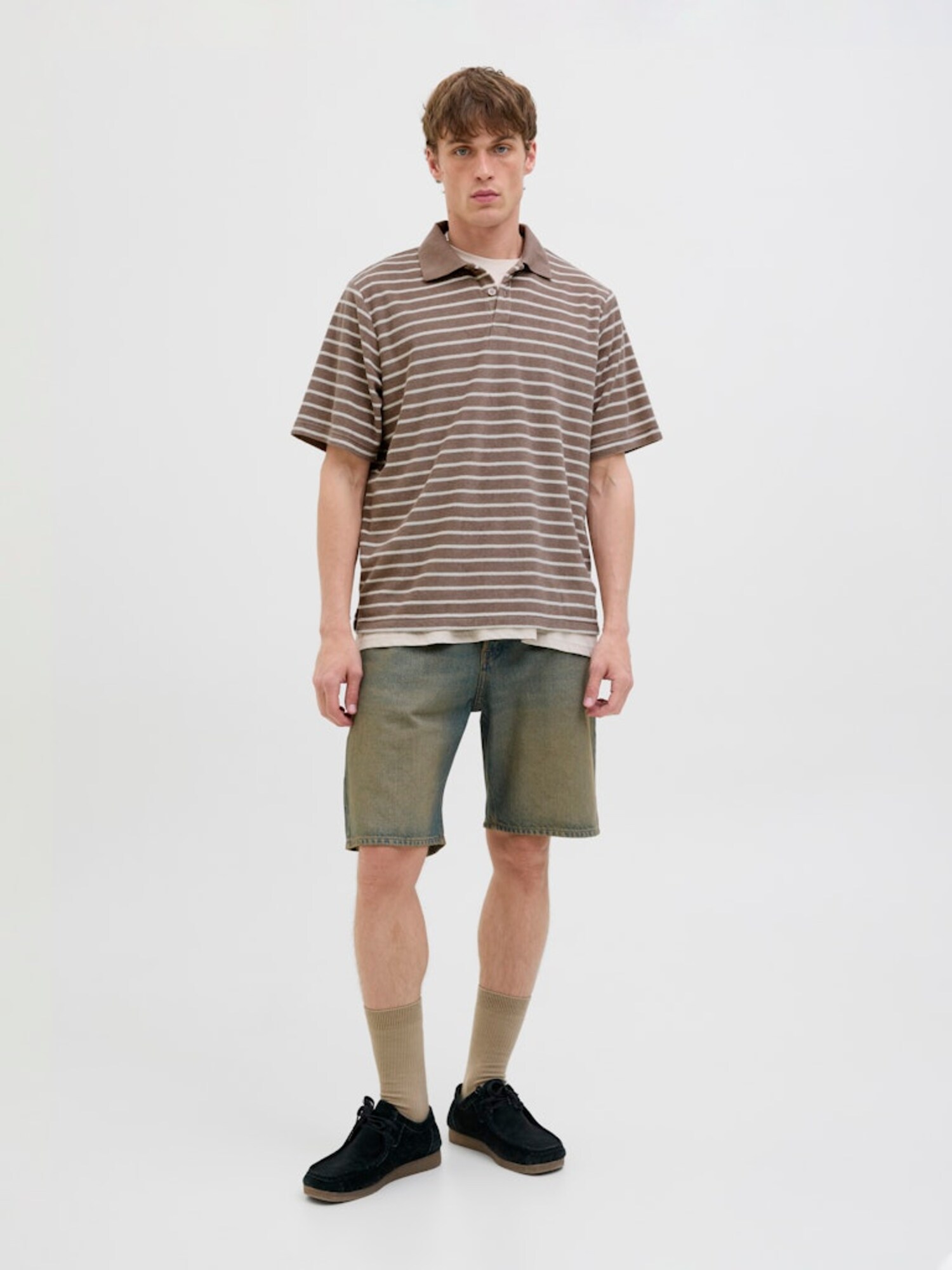 JACK & JONES Tričko 'JORGEN' čokoládová / biela (obrázok 4)