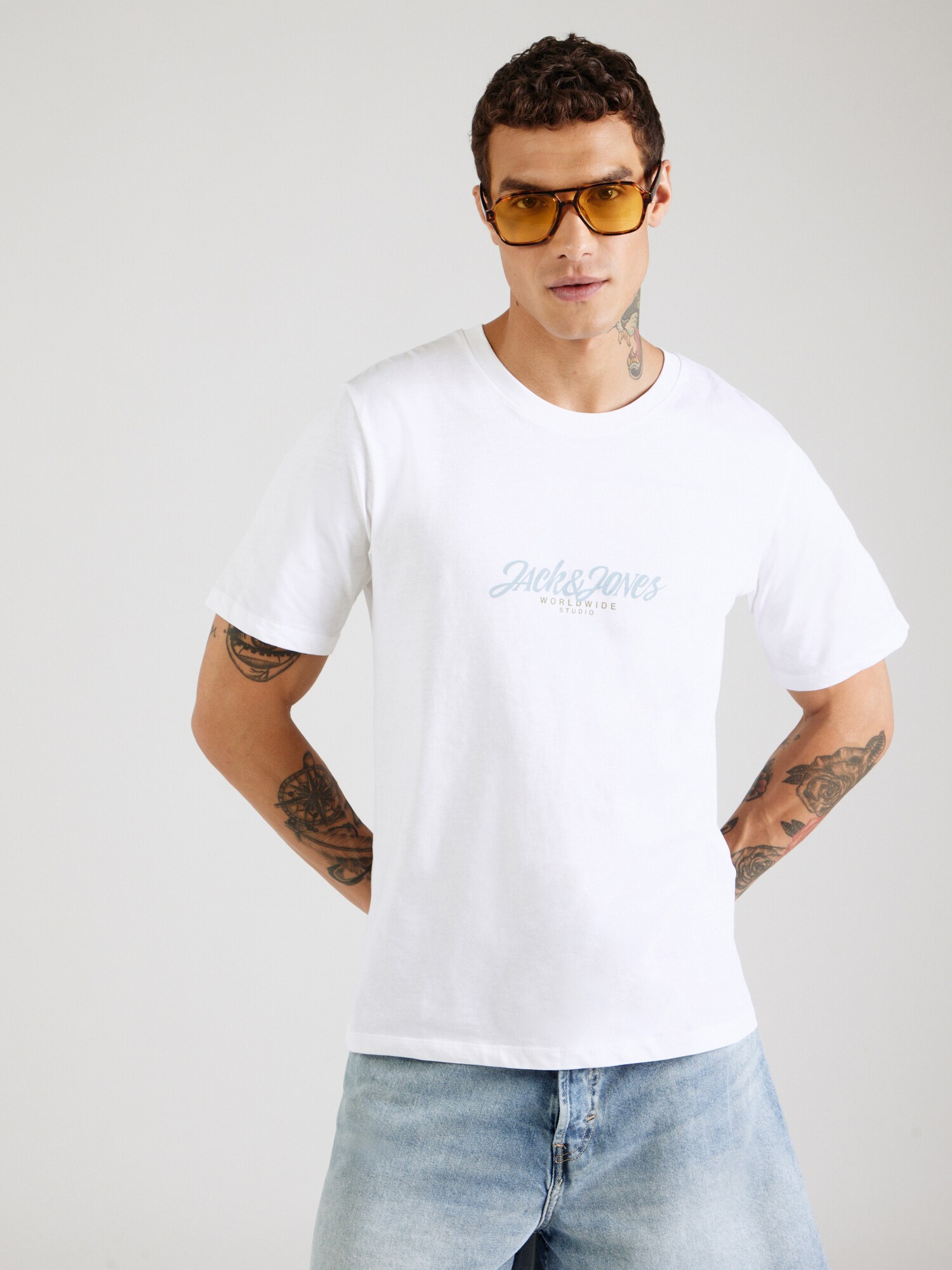 JACK & JONES Póló  világoskék / fehér termék 2. képe