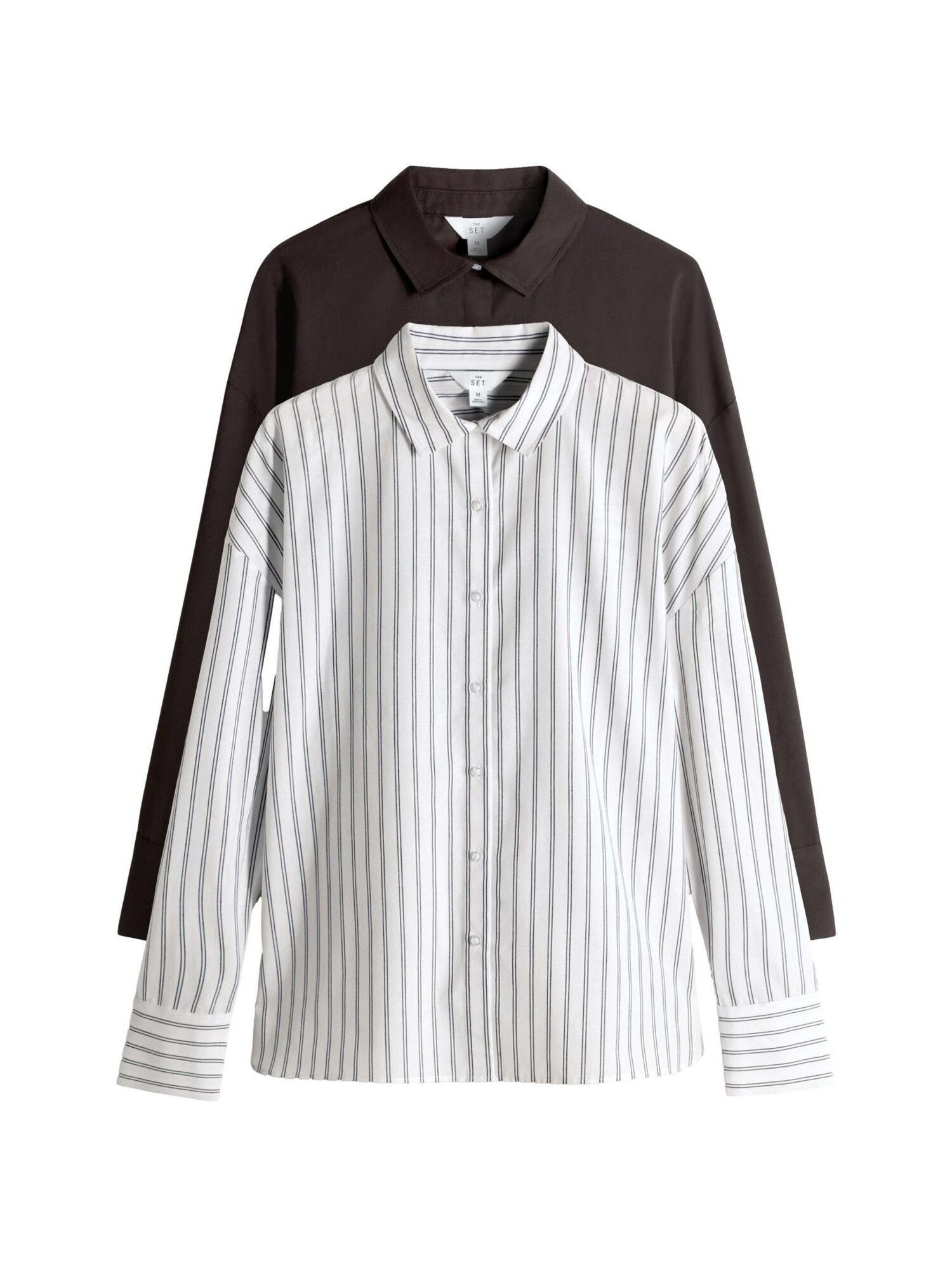 The Set Cămașă  maro închis / negru / alb
