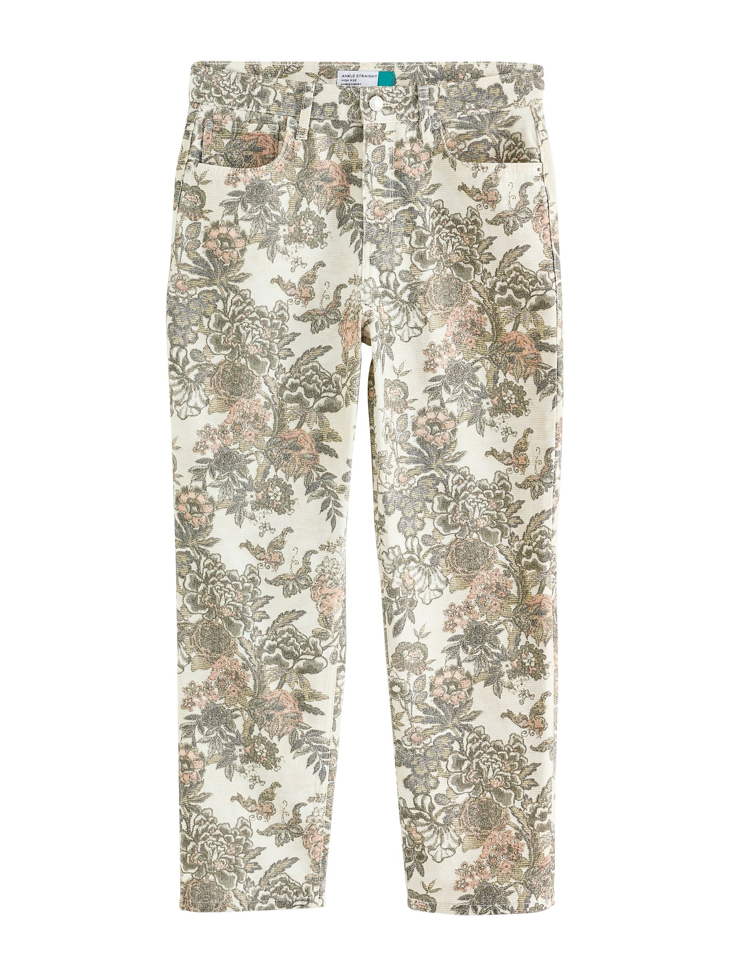 Next Jeans ecru / verde kiwi / portocaliu caisă