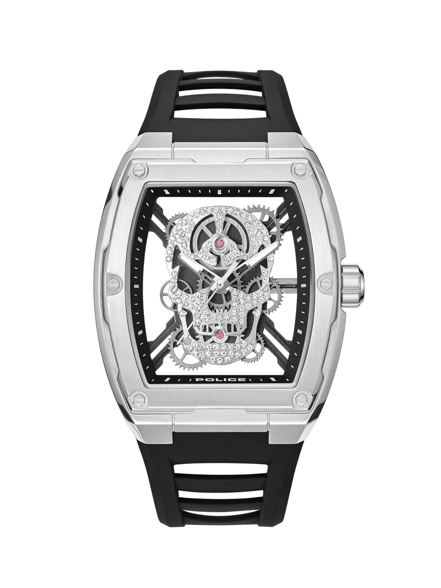 POLICE Orologio analogico 'Cranium'  nero / argento / trasparente