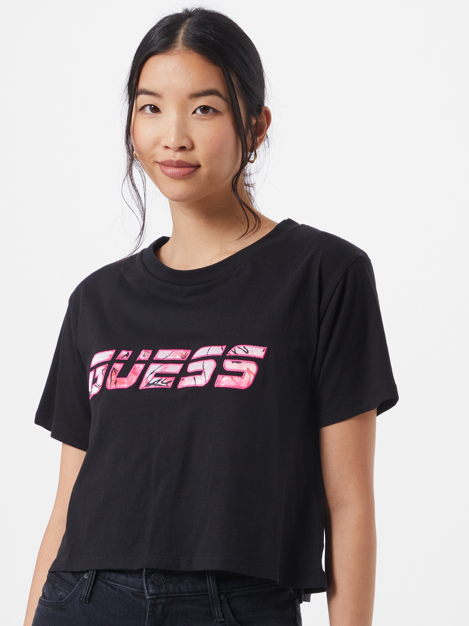 GUESS Shirt  black / pink / white
