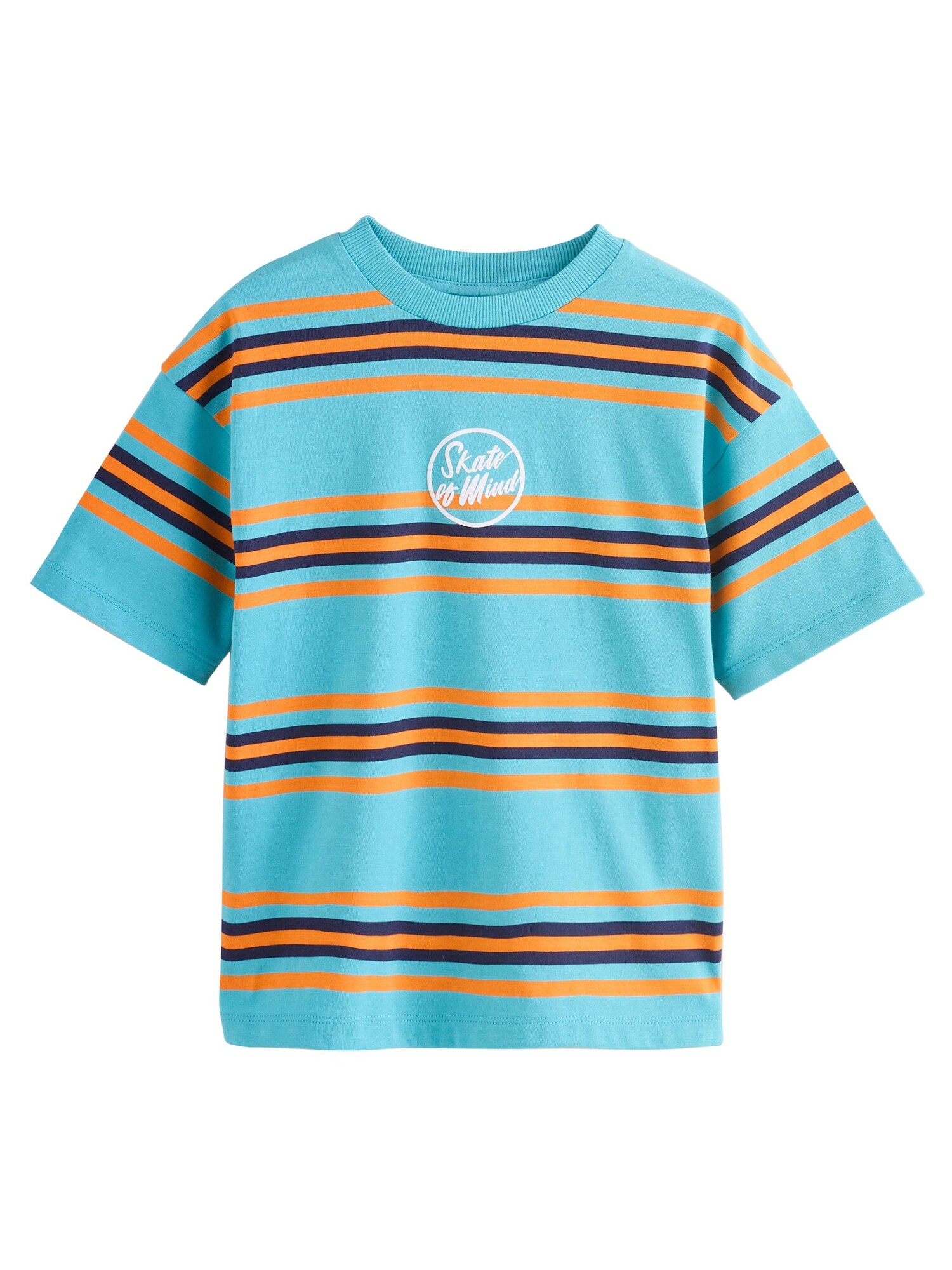 Next Tricou  albastru marin / azur / portocaliu / alb