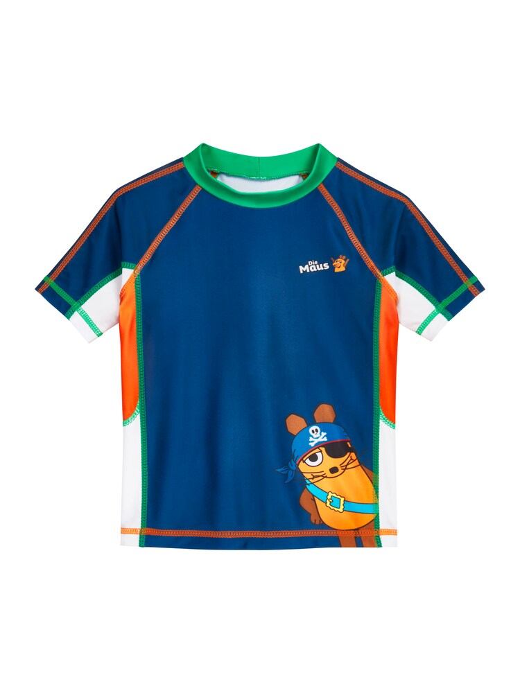 PLAYSHOES UV-Schutz 'DIE MAUS Pirat' Jungen Größe 122/128 marine / grün / orange / weiß