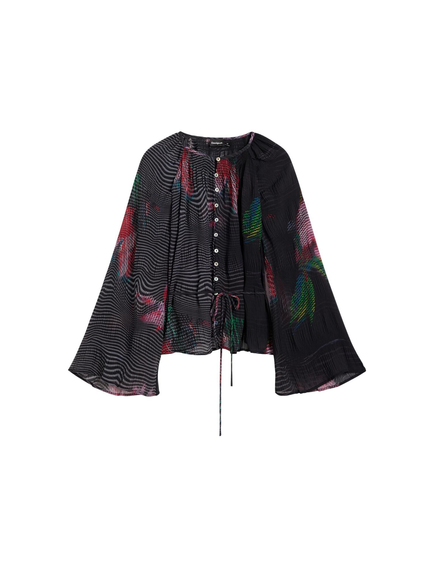 Desigual Bluză  albastru / verde / roz deschis / negru
