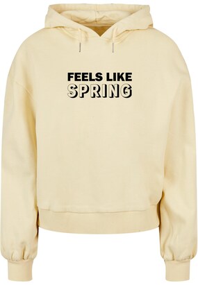 Merchcode Sweatshirt ‘Spring – Feels like’ Citroengeel / Zwart