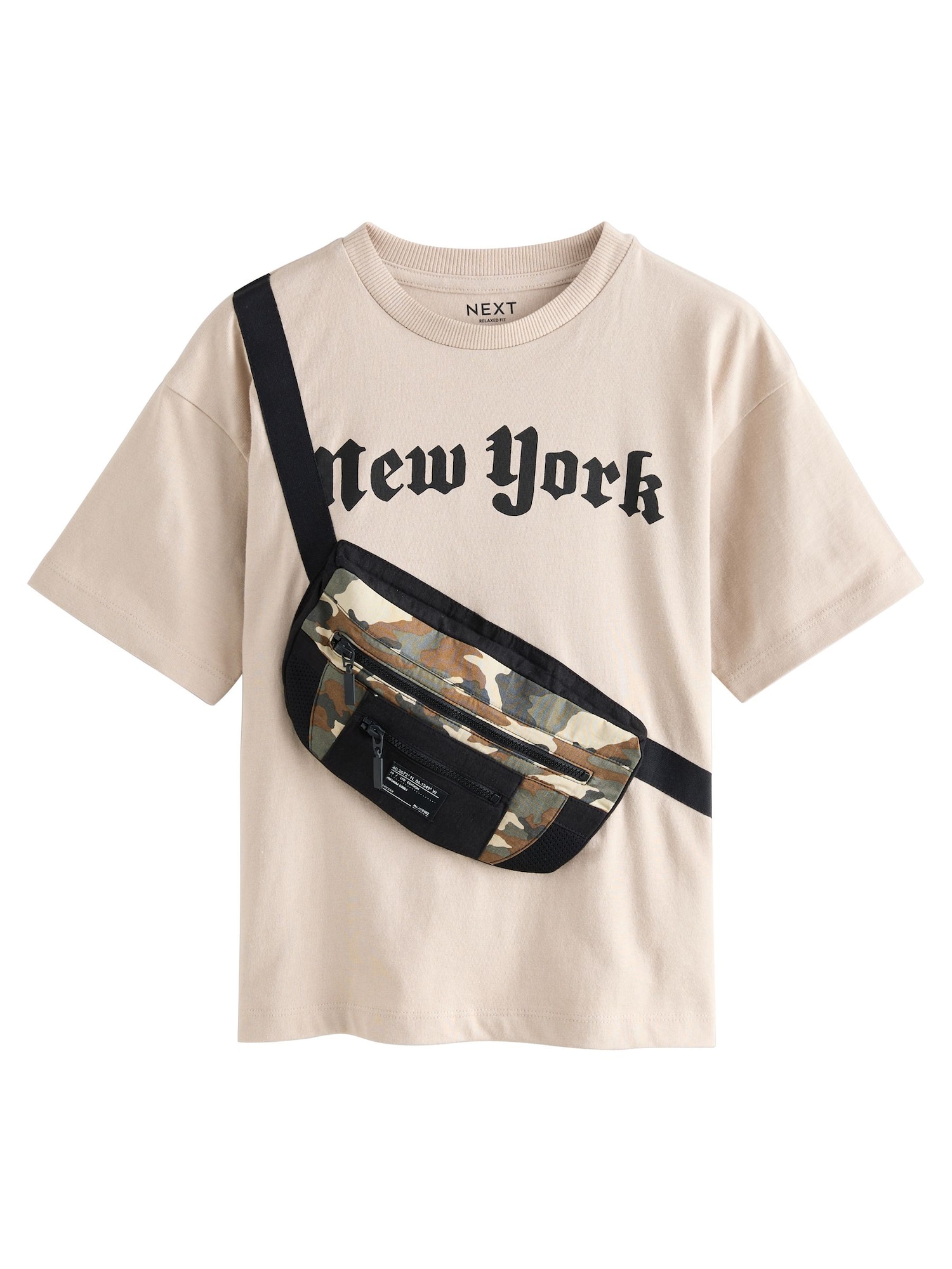 Next Tricou  crem / ciocolatiu / verde închis / negru