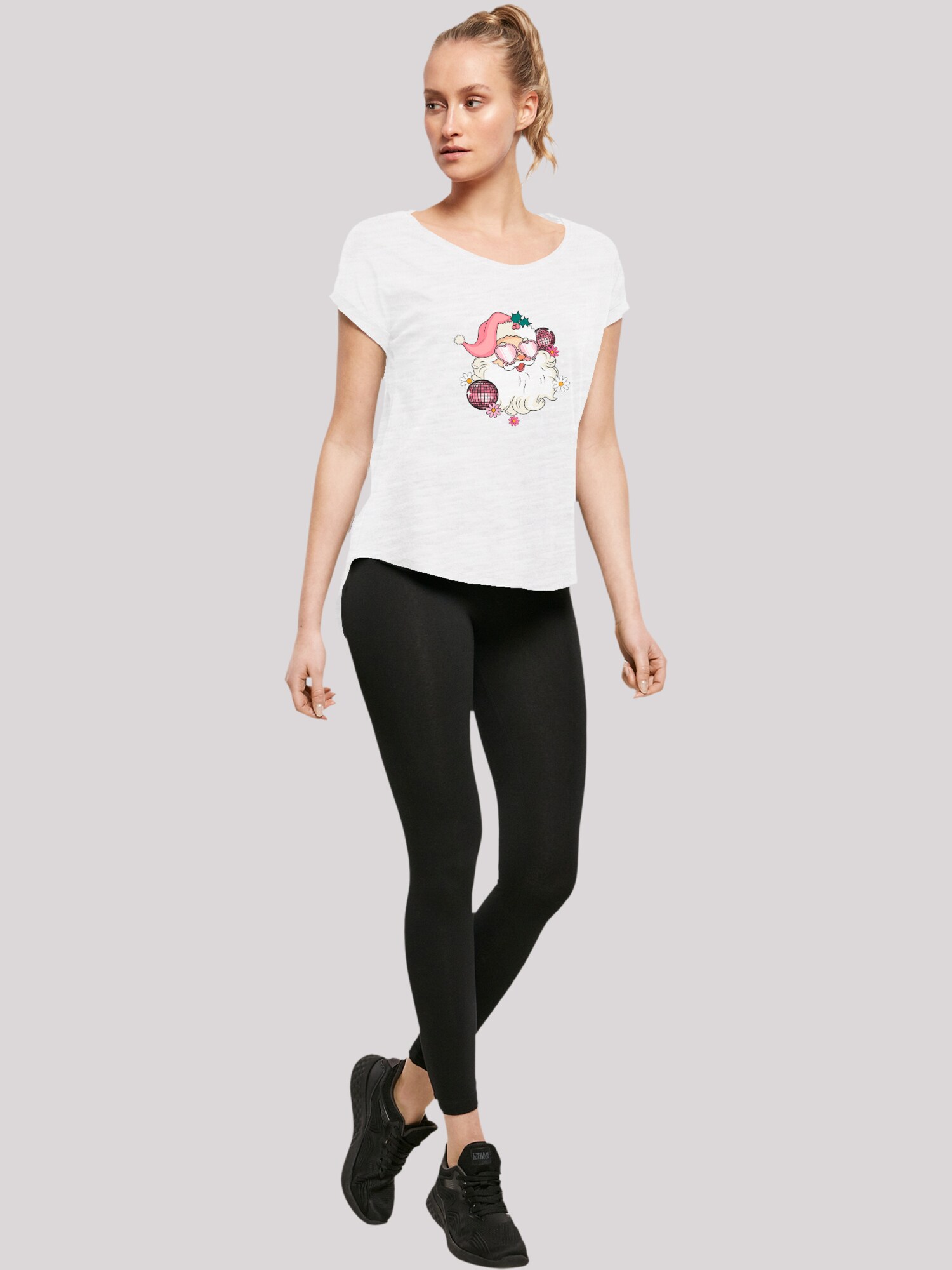 Thumbnail - F4NT4STIC T-Shirt Pink Retro Disco Santa Christmas Bling