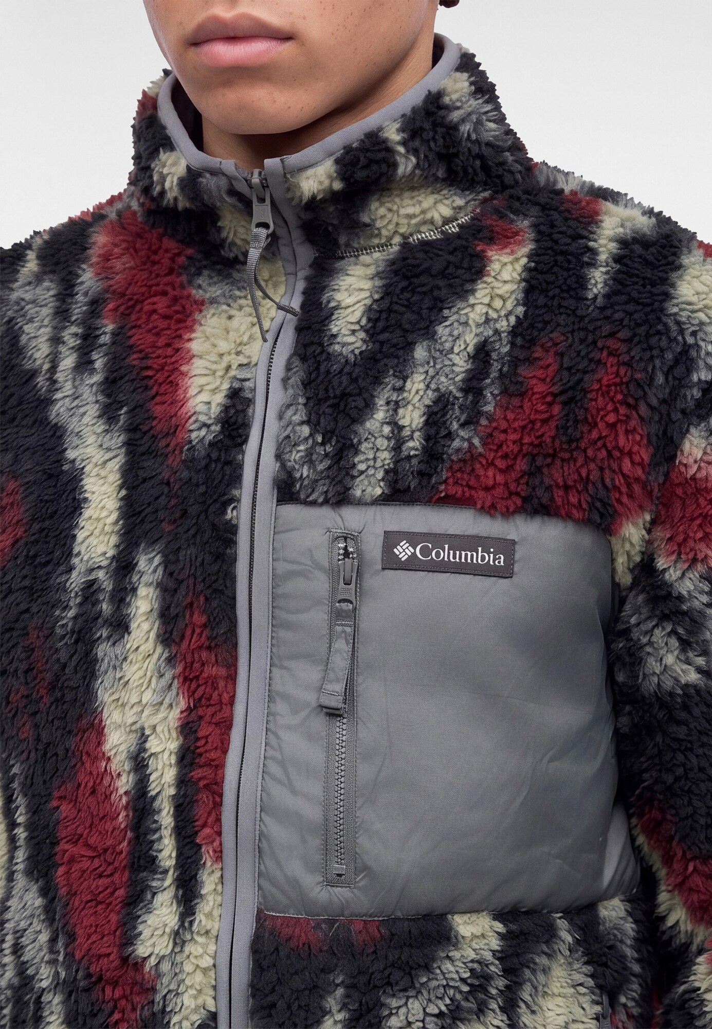COLUMBIA Chaqueta polar funcional 'Winter Pass'  azul oscuro / gris claro / rojo – imagen 2