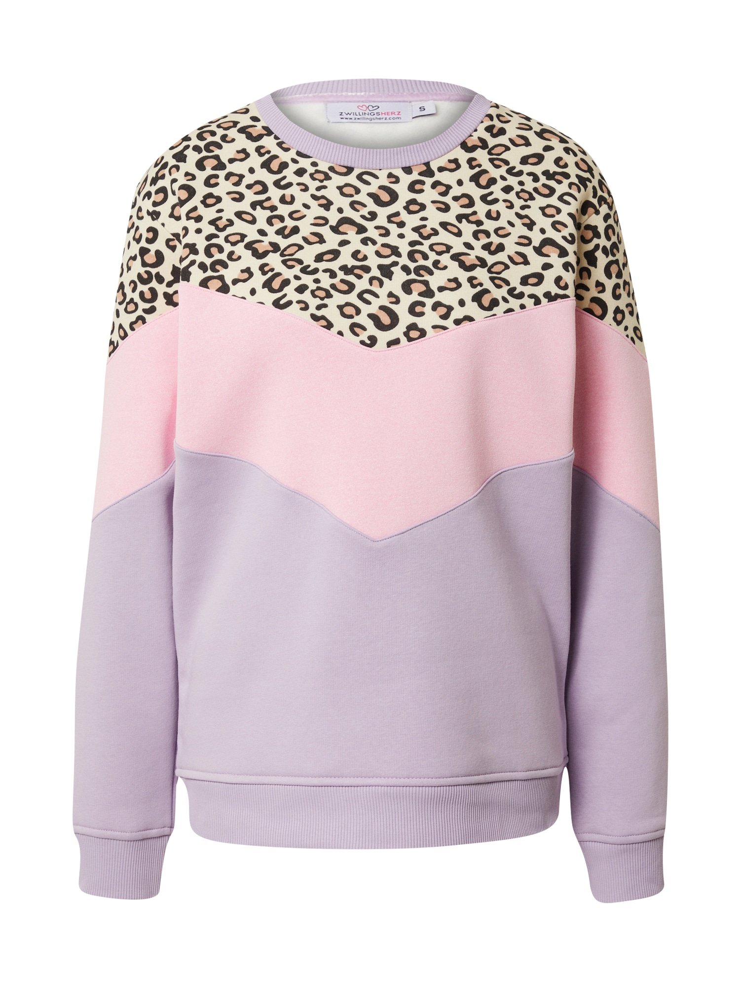 Zwillingsherz Sweatshirt 'Konny'  bege / lilás / cor-de-rosa / preto