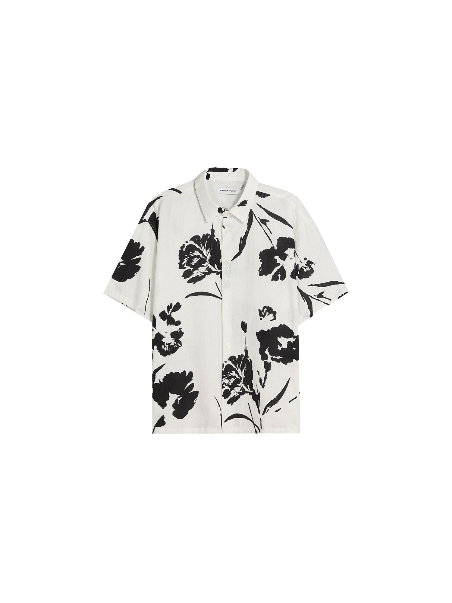 Bershka Cămașă  ecru / negru