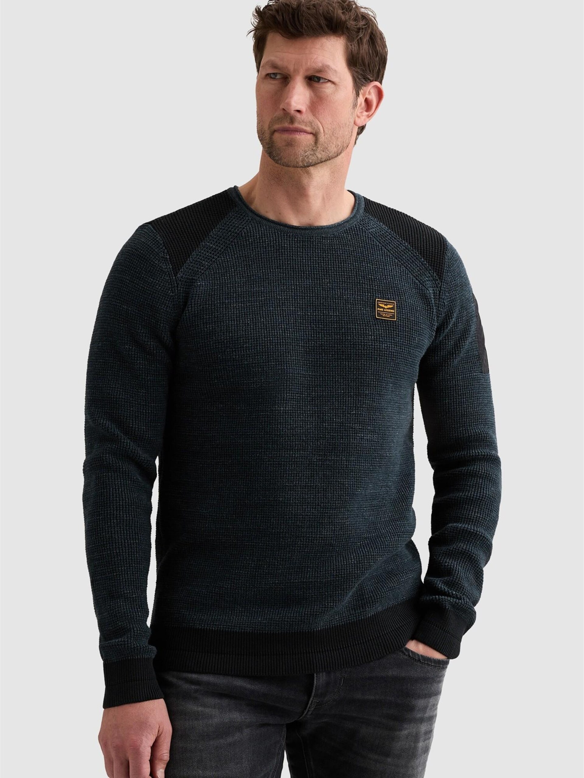 PME Legend Tröja 'Pullover in cotton mélange with flight pocket' herr