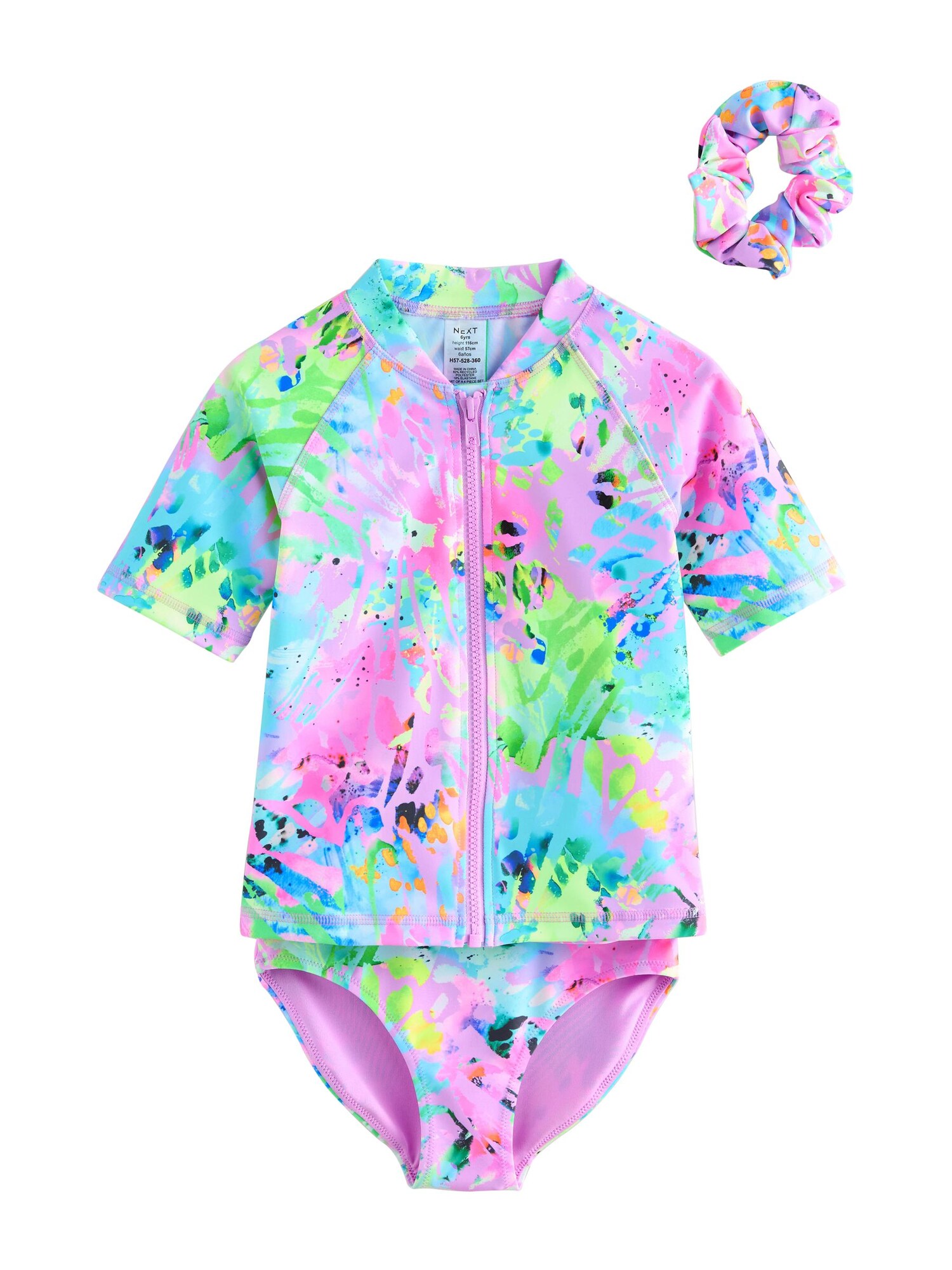 Next Costum de baie întreg  bleumarin / albastru deschis / verde neon / roz deschis