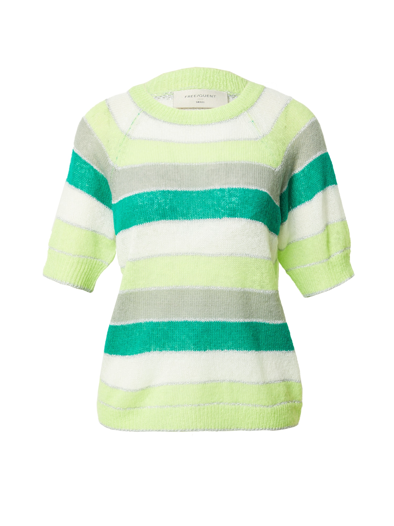 Freequent Megztinis 'CLAIN' pilka / žolės žalia / šviesiai žalia / balta