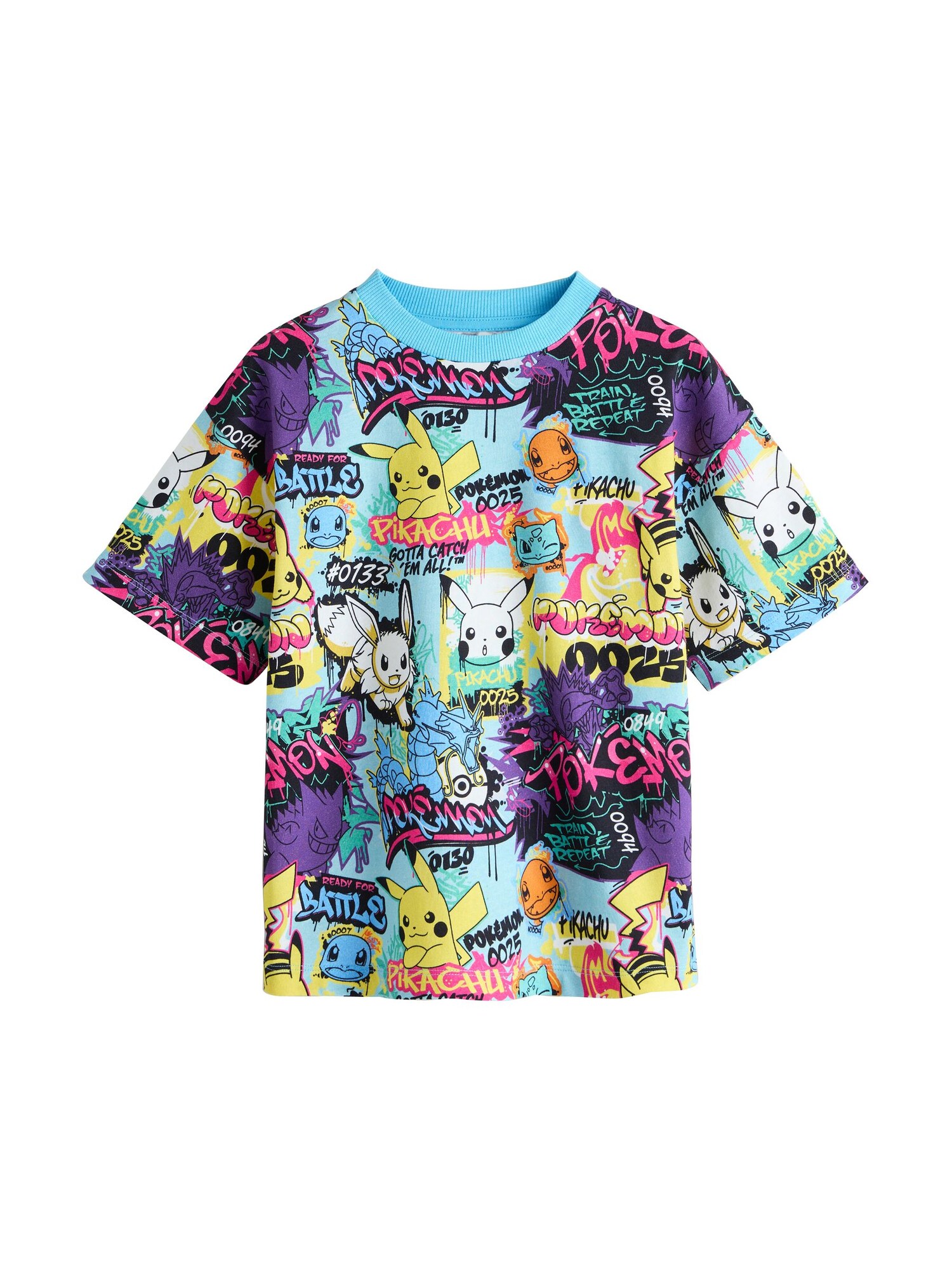 Next Tricou  azur / galben / lila / alb