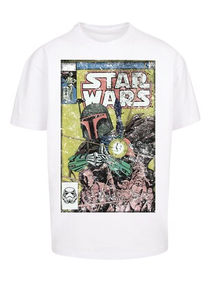 F4NT4STIC Shirt ‘Star Wars Boba Fett Comic’ Blauw / Geel / Groen / Zwart / Wit