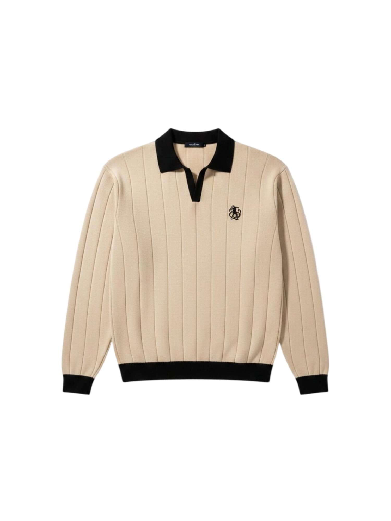 Kleidermafia Jersey 'Oversized Embroidered Polo Sweater - Stone' marrón claro / negro