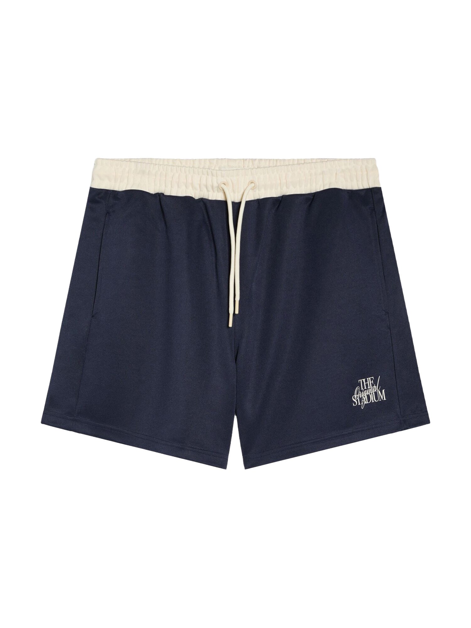 Bershka Pantaloni crem / albastru închis