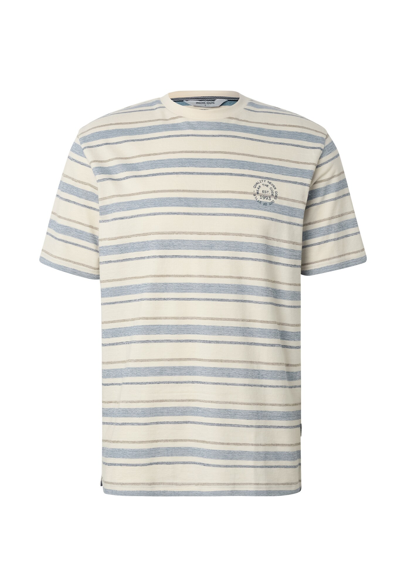 INDICODE JEANS Tričko 'Eron'  nebielená / modrosivá / hnedá