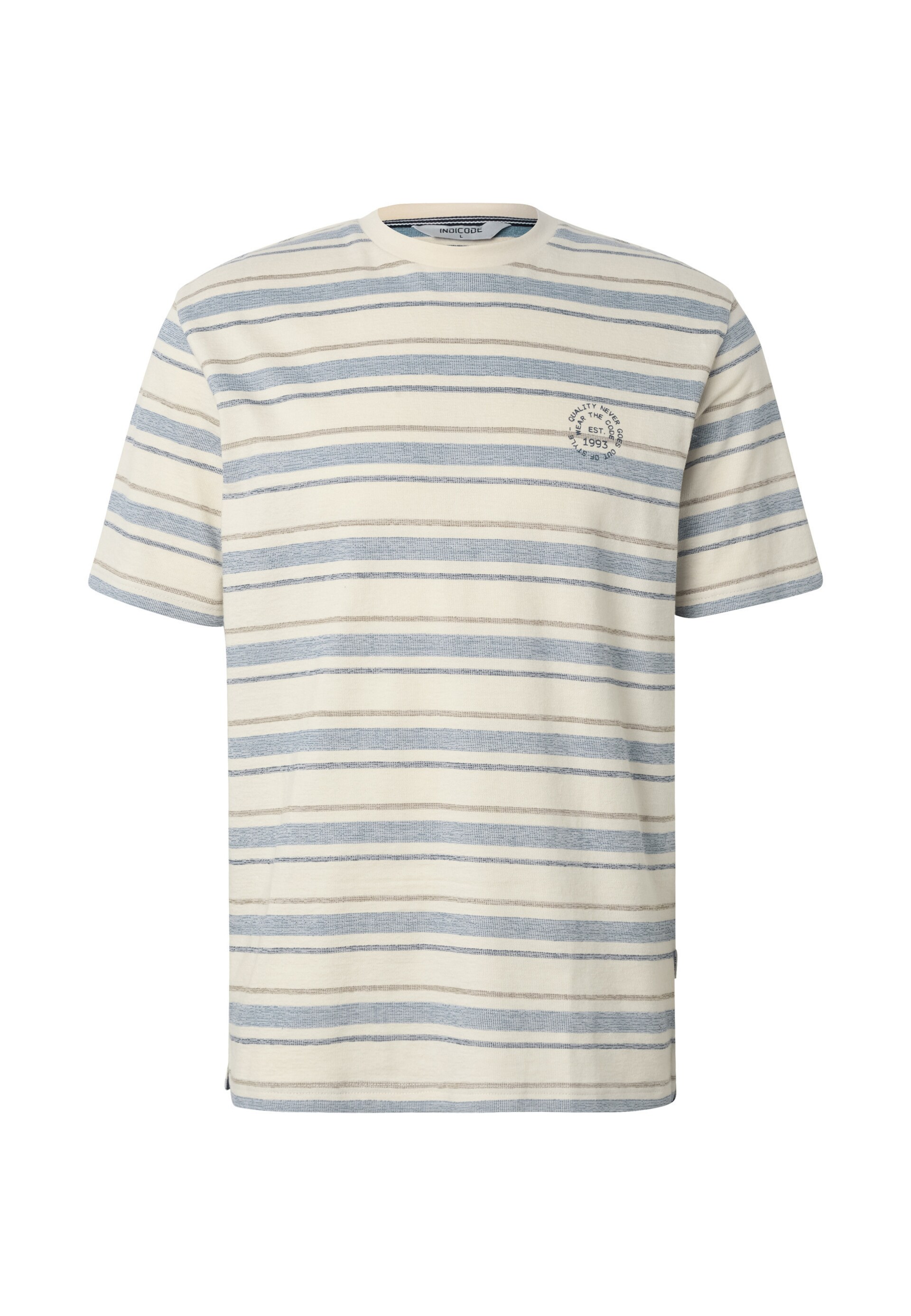 INDICODE JEANS T-shirt 'Eron' ecru / duvblå herr