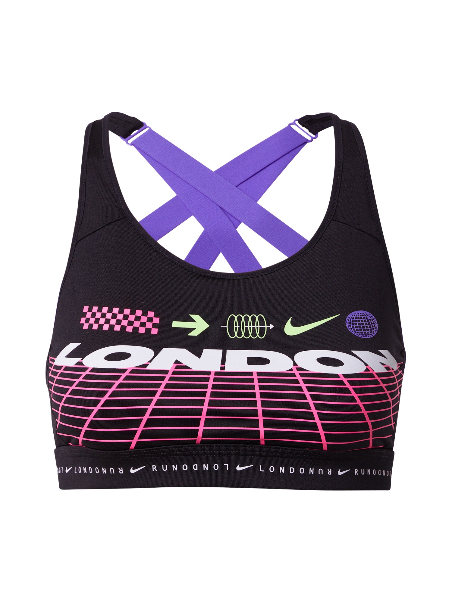 NIKE Sportinė liemenėlė 'Impact London'  juoda / margai balta / rožinė / purpurinė