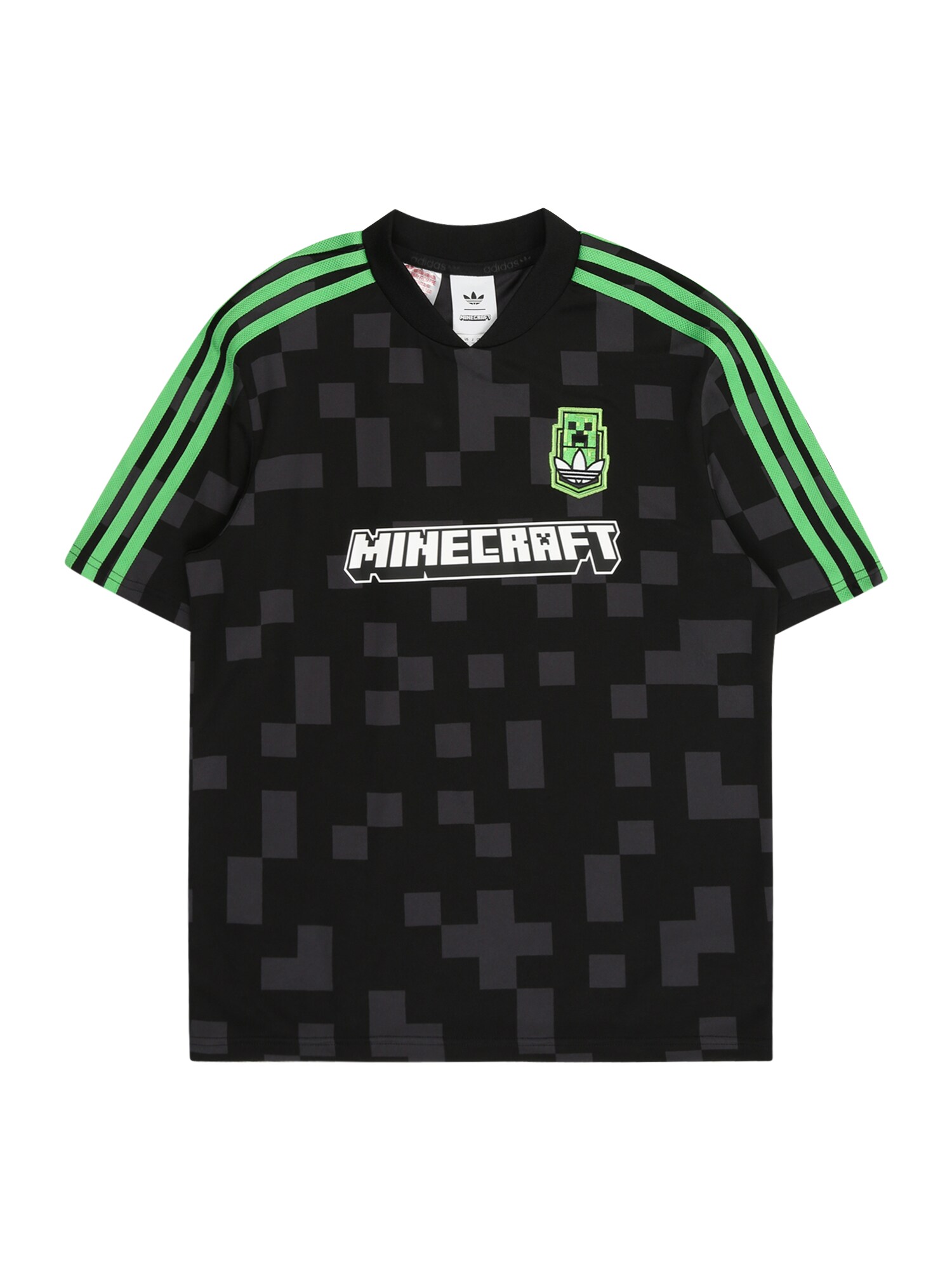 ADIDAS ORIGINALS Póló 'Adidas Originals x Minecraft'  sötétszürke / citromzöld / fekete / fehér akciós termékkép 1