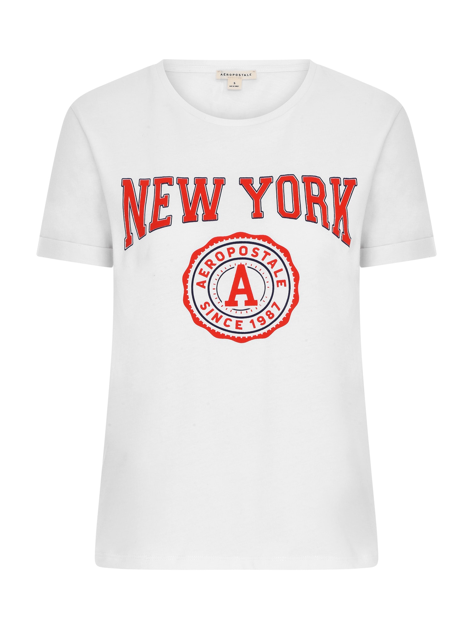 AÉROPOSTALE Marškinėliai 'New York' balta / ugnies raudona / juoda
