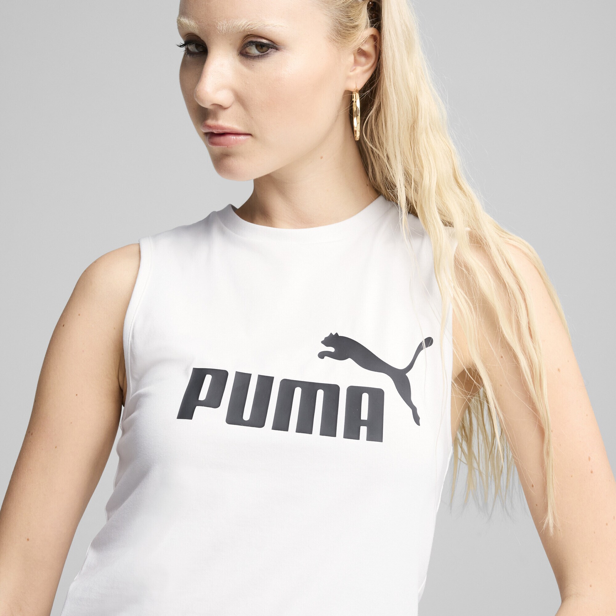 PUMA Športový top 'Ess No. 1' čierna / biela (obrázok 4)