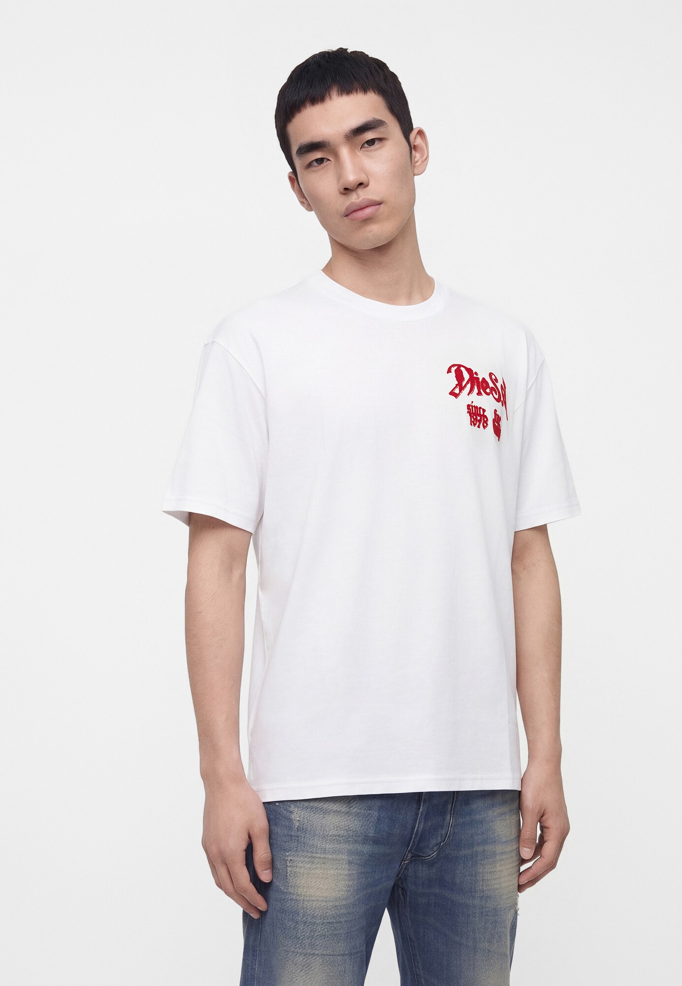 DIESEL Camiseta 'T-BOXT-AA2'  azul claro / rojo vivo / negro / blanco – imagen 3