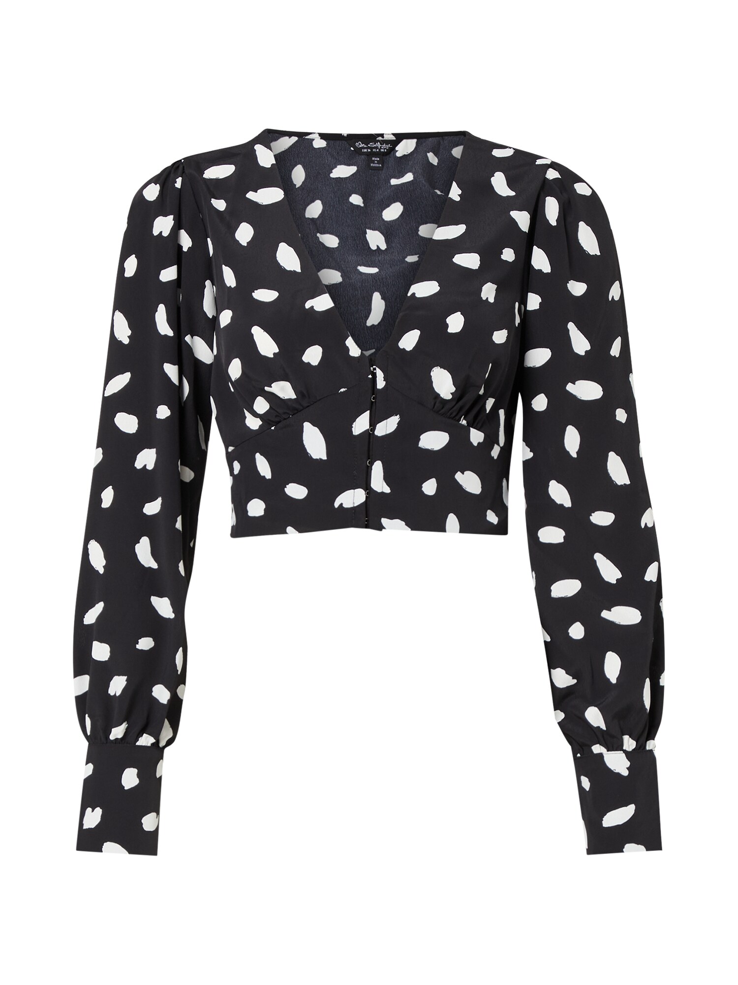 Miss Selfridge Marškinėliai 'Hook & Eye'  juoda / balta