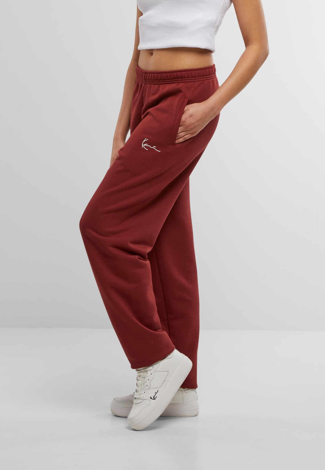 Karl Kani Pantalón rojo oscuro / blanco – imagen 3