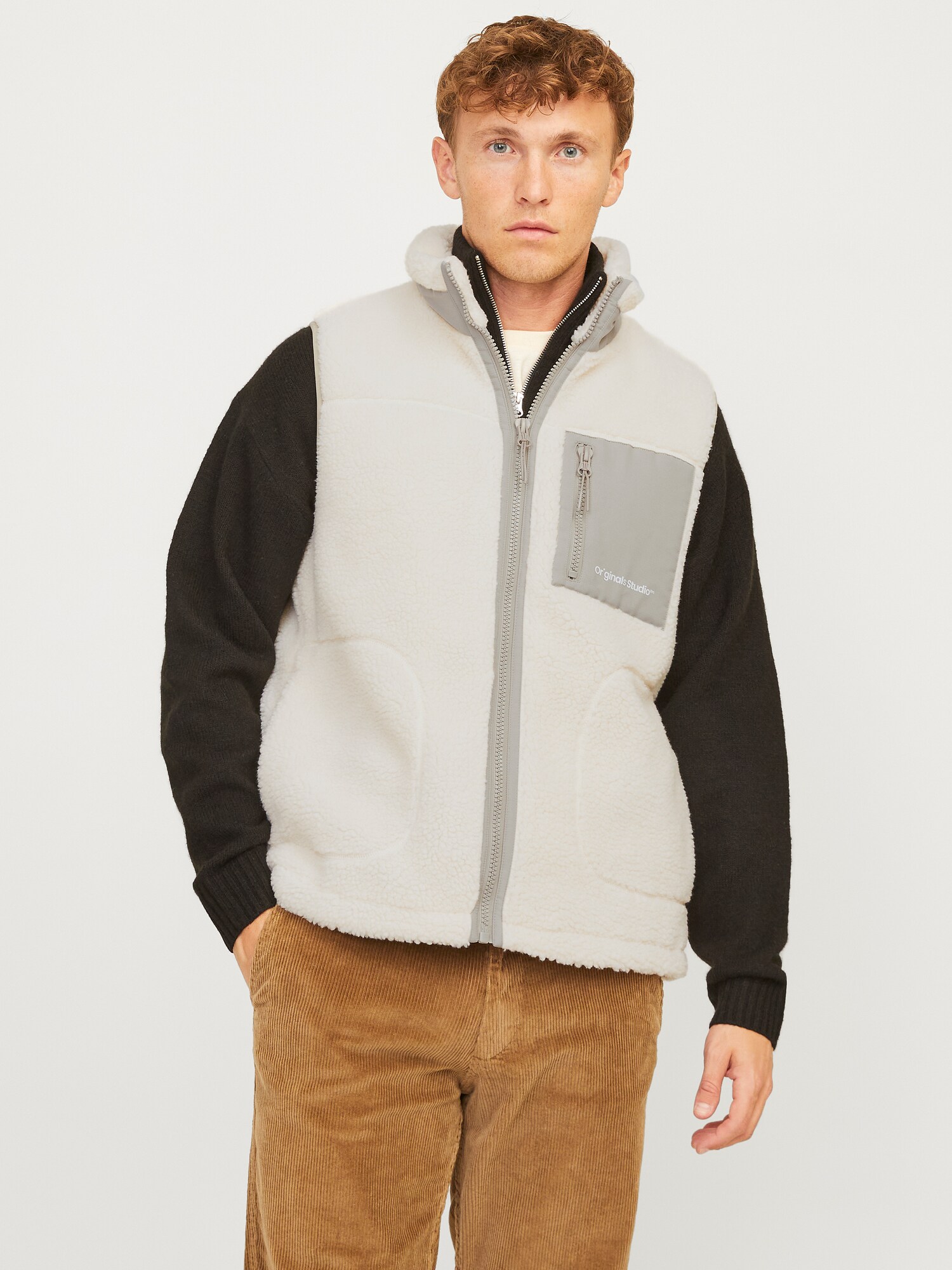JACK & JONES Mellény 'JORVesterbro'  kő / piszkosfehér termék 2. képe