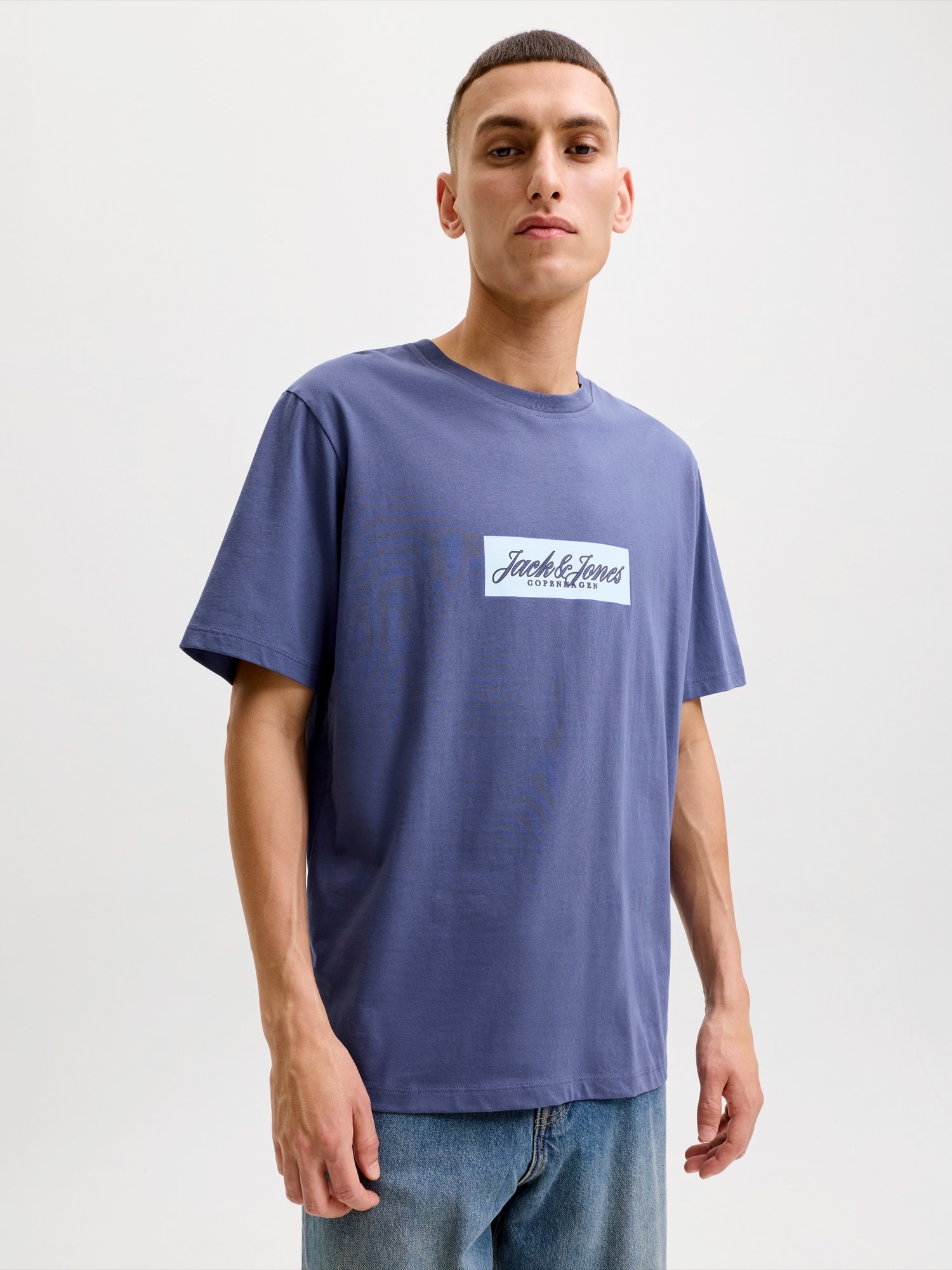 JACK & JONES Tricou JORNORREBRO mov închis / alb