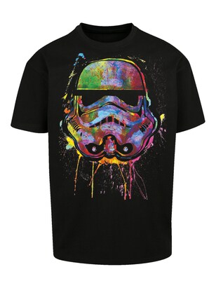 F4NT4STIC Shirt ‘Stormtrooper Paint Splats’ Gemengde kleuren / Zwart