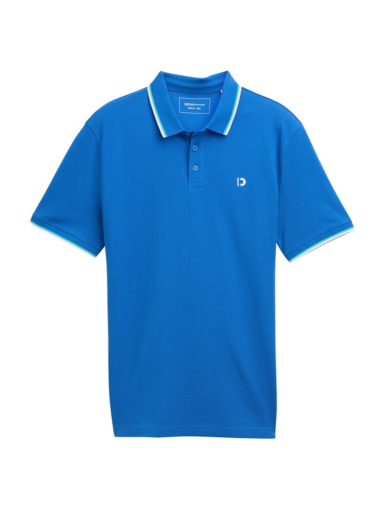 TOM TAILOR DENIM Poloshirt Herren Größe XL aqua / royalblau / weiß