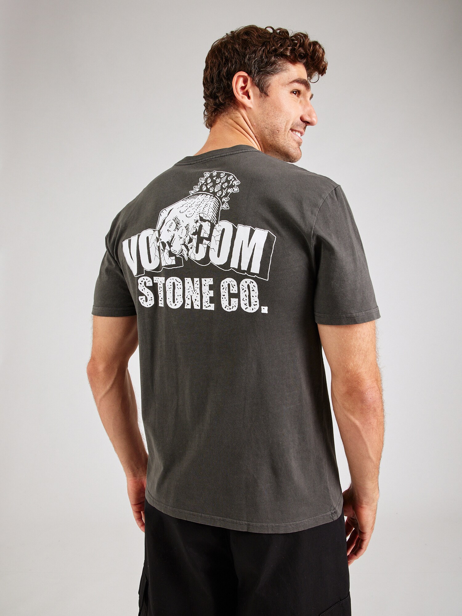 Volcom Póló 'STONE FORCE CO'  fekete melír / piszkosfehér termék 2. képe