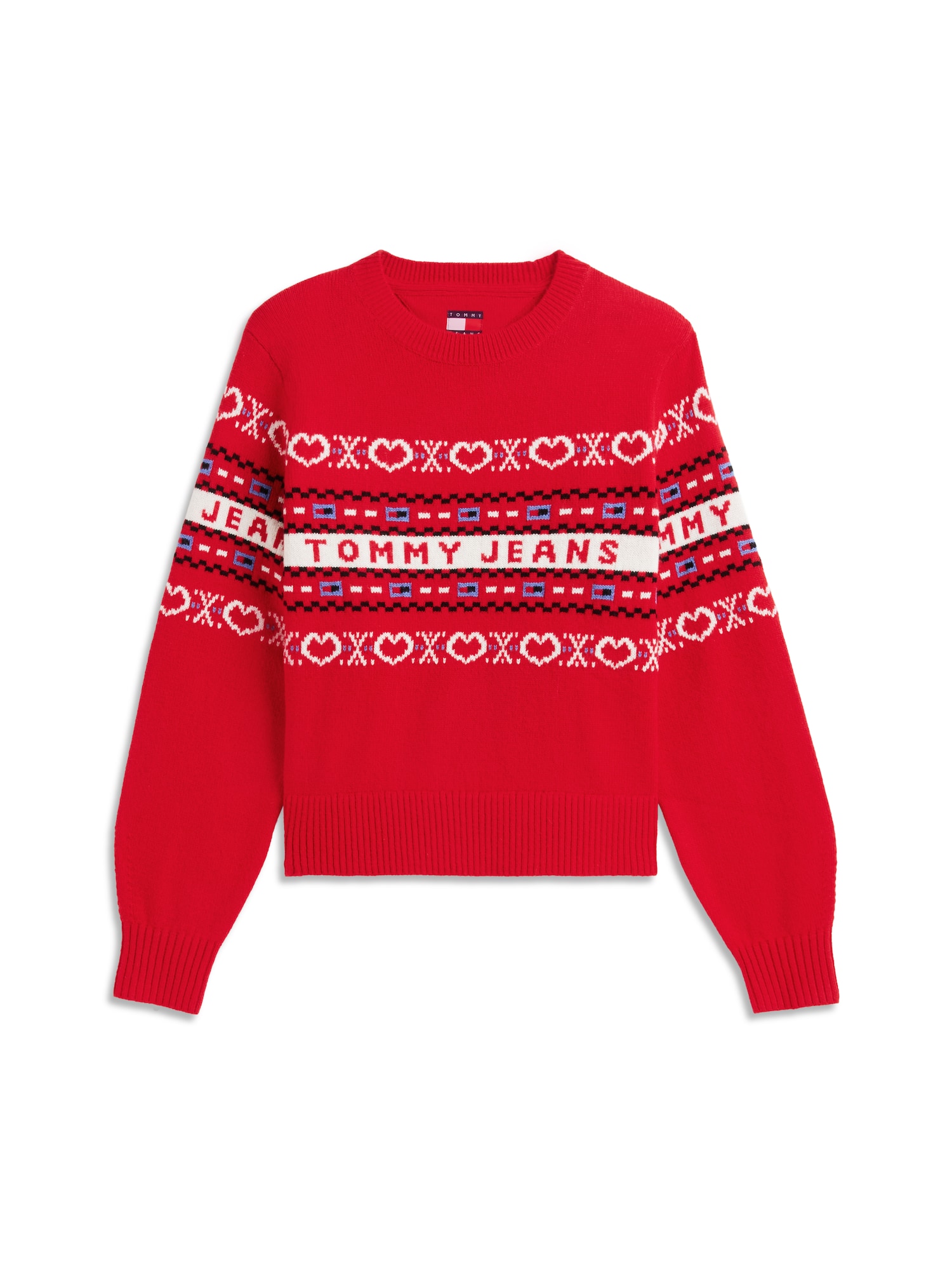 Tommy Jeans Pulover albastru porumbel / roșu / negru / alb