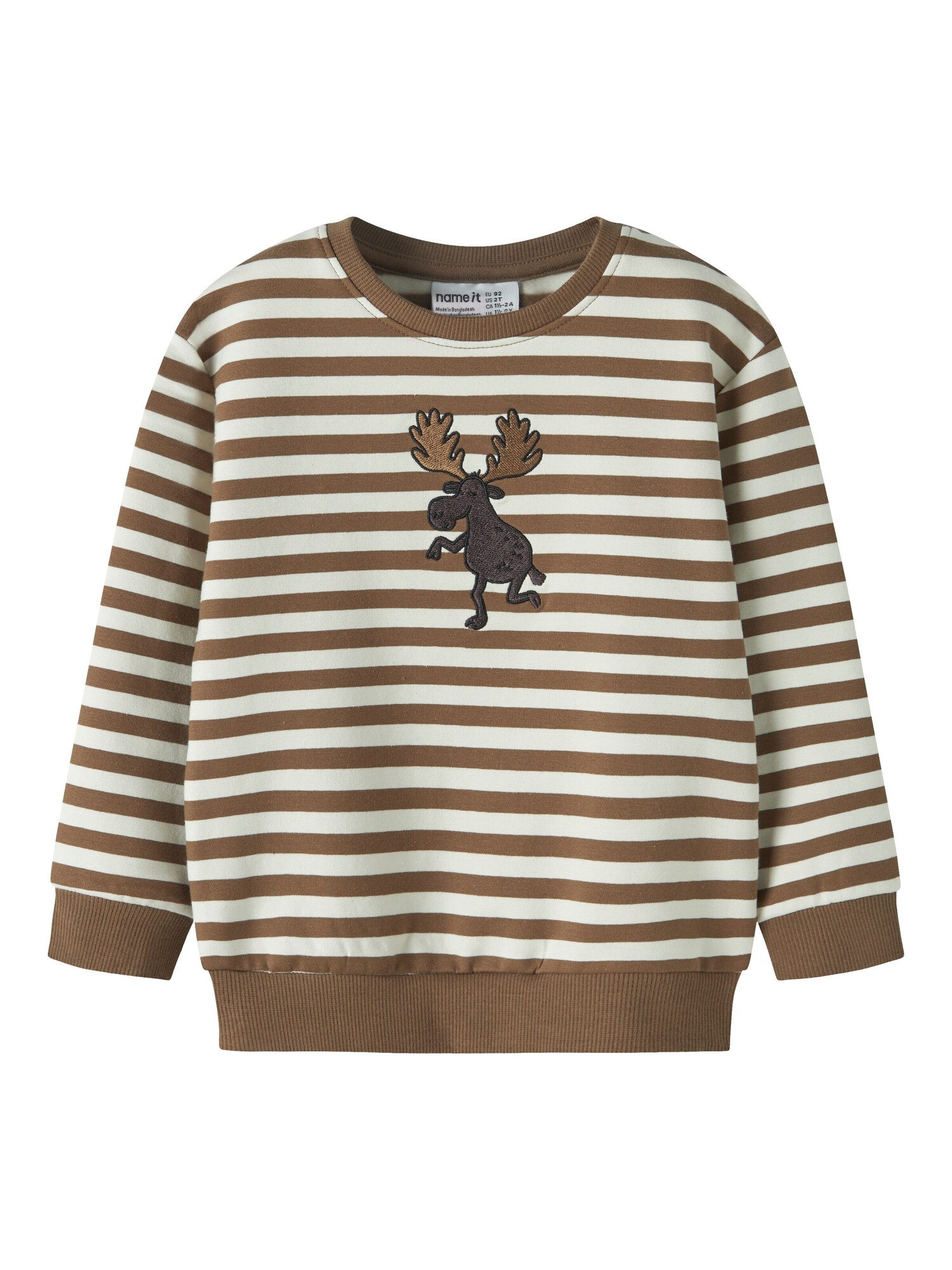 NAME IT Sweater majica 'NMMRafan' smeđa / čokolada / bijela