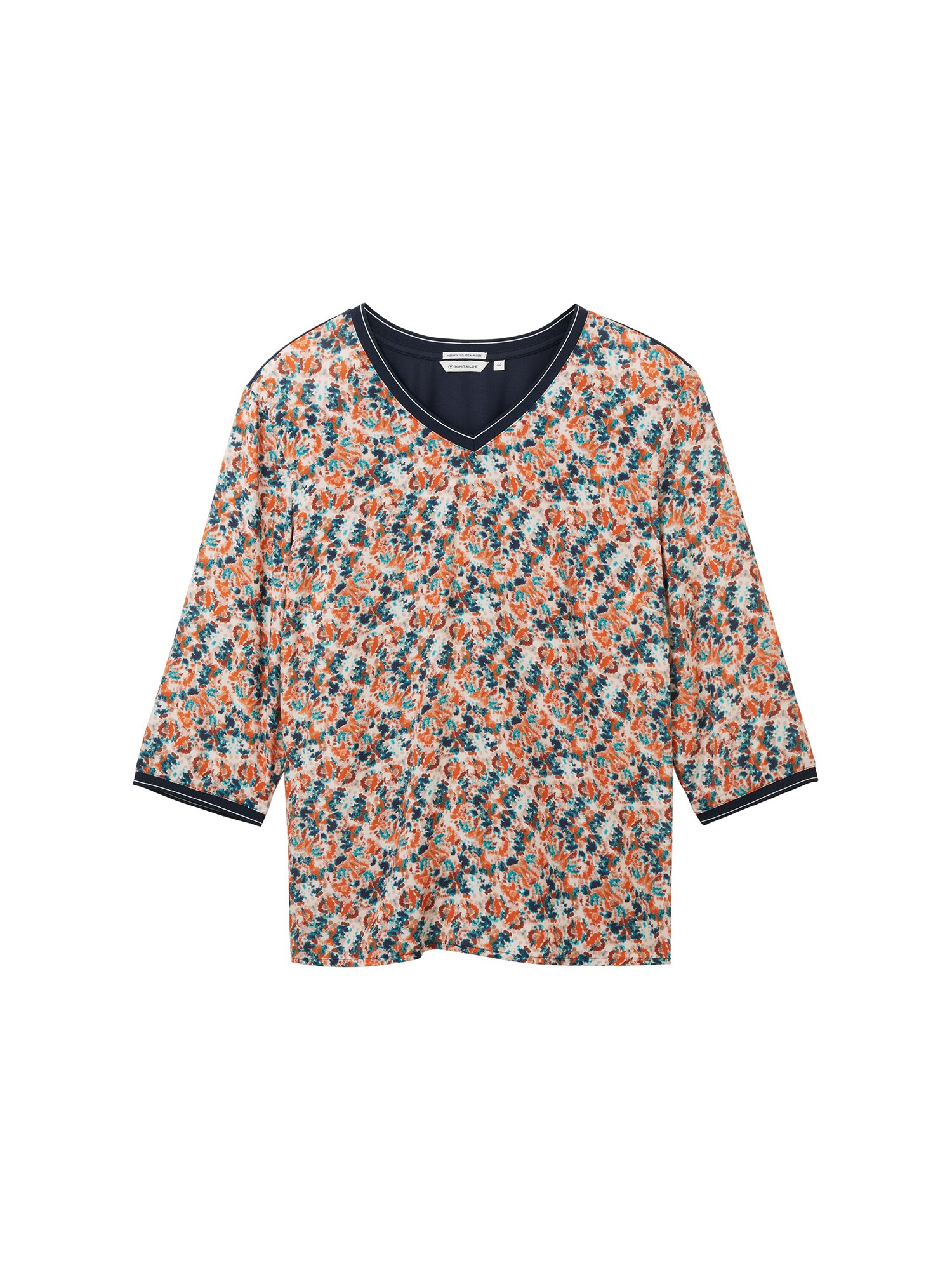 Tom Tailor Women   Tricou  bleumarin / turcoaz / gri deschis / corai